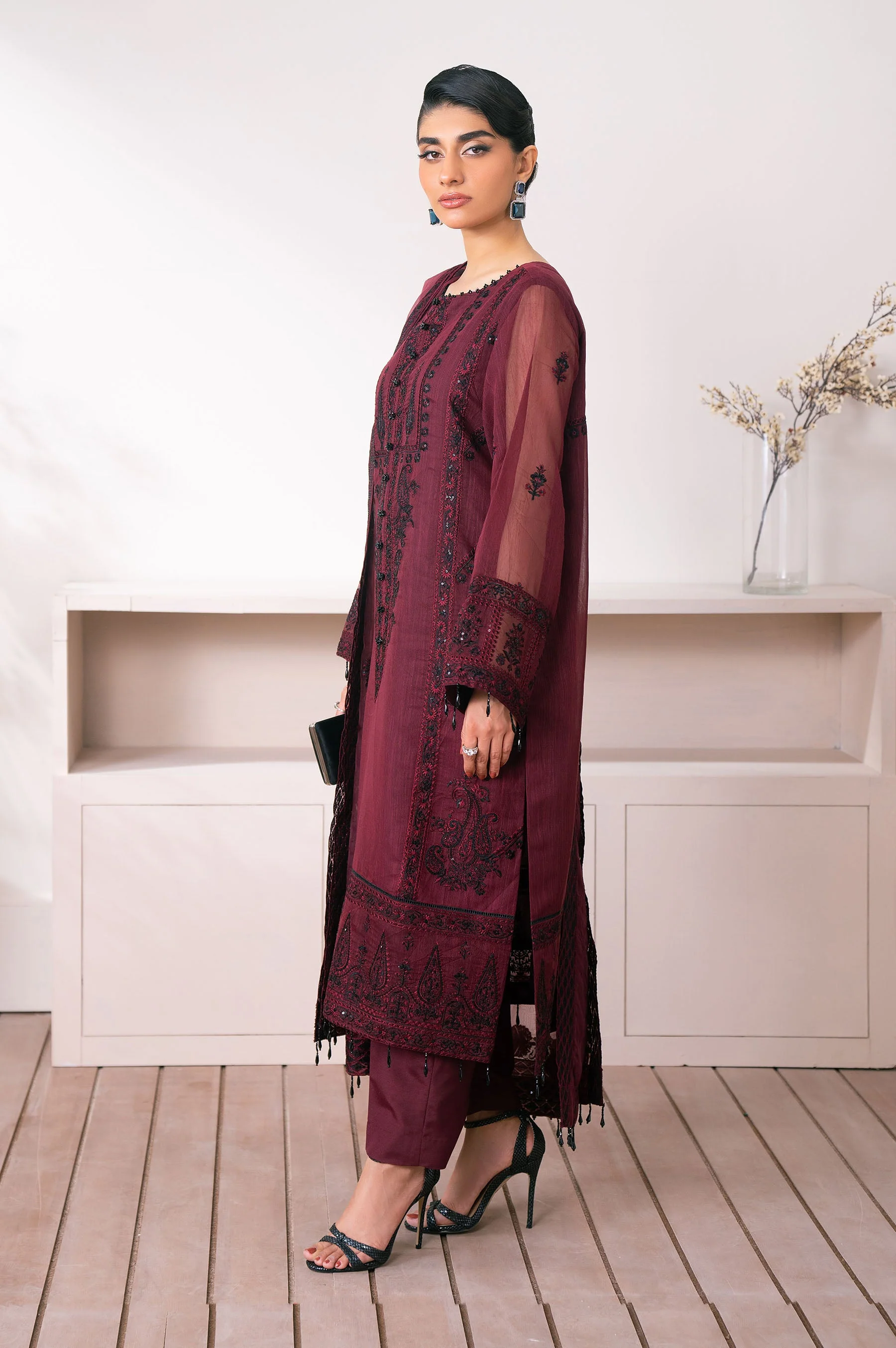 3 Piece Embroidered Semi Formal Suit - Image 10
