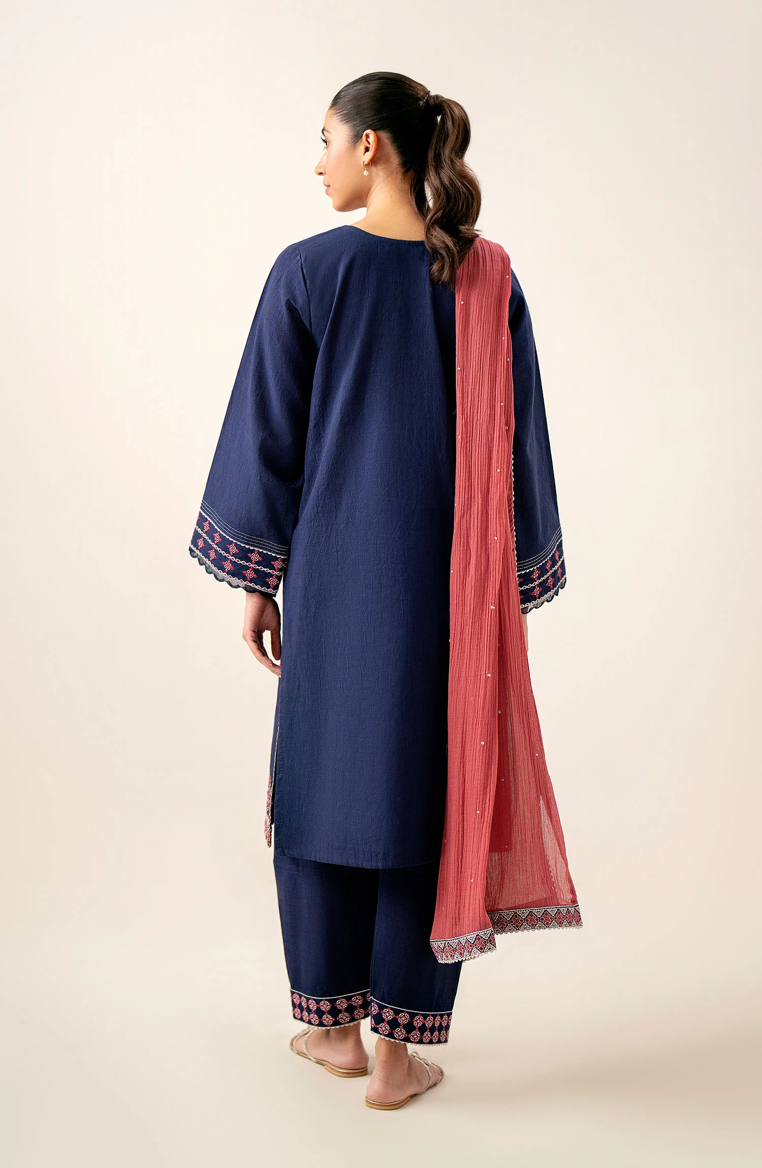 Stitched 3 Piece Embroidered Slub Lawn Suit - Image 3