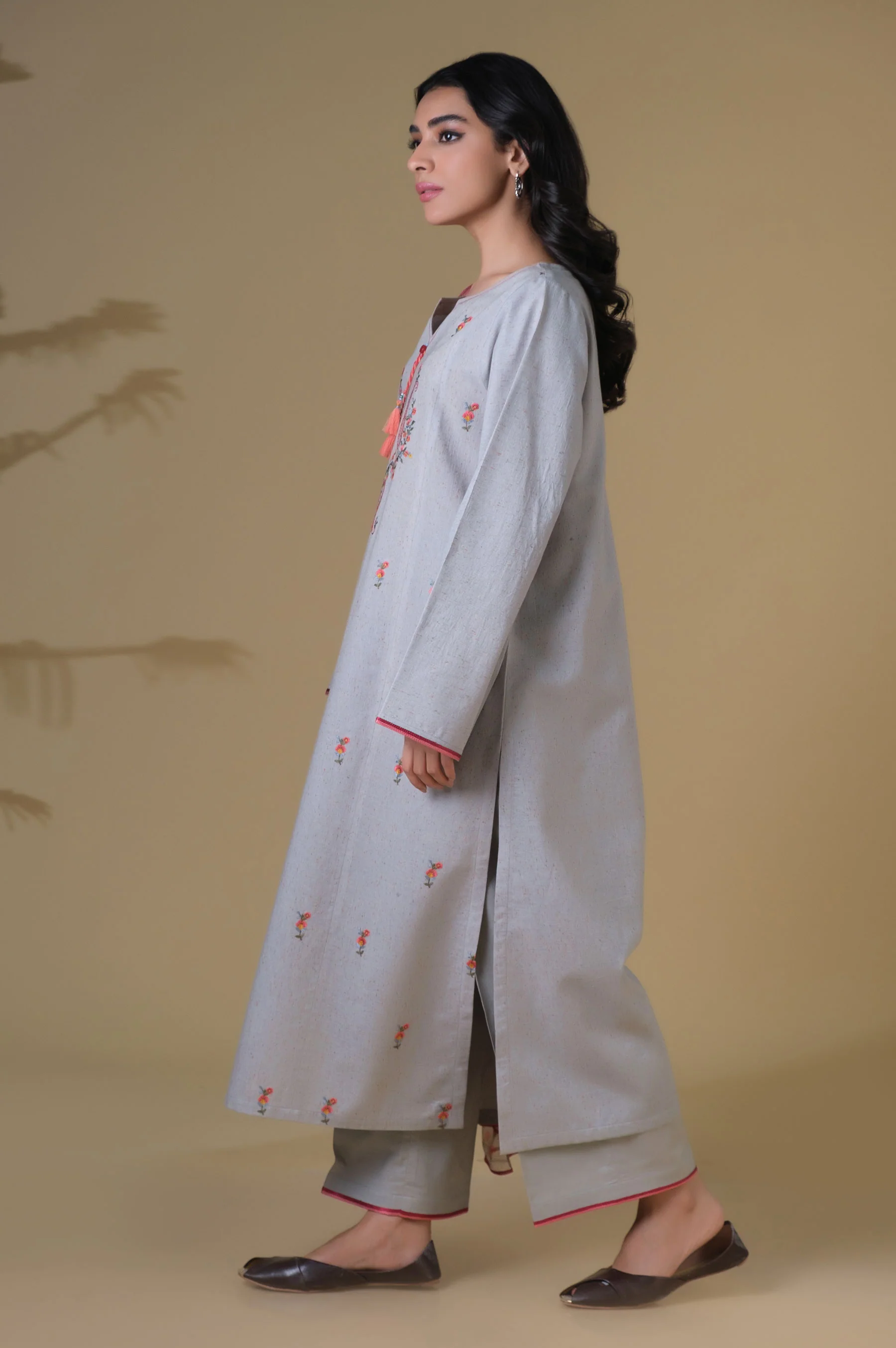 Stitched 3 Piece Embroidered Suit - Image 5