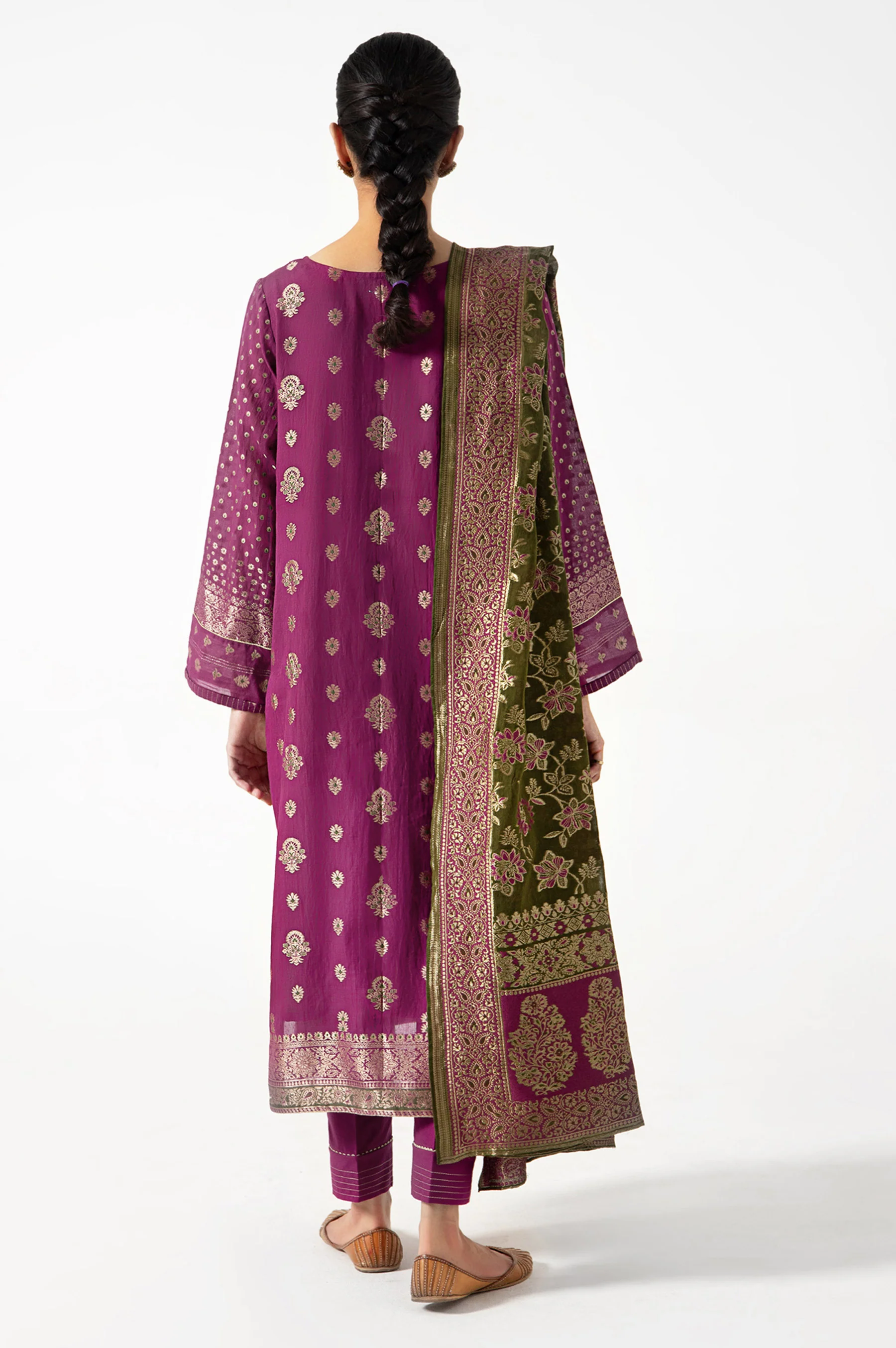 Stitched 3 Piece Dyed Jacquard Suit - Image 3