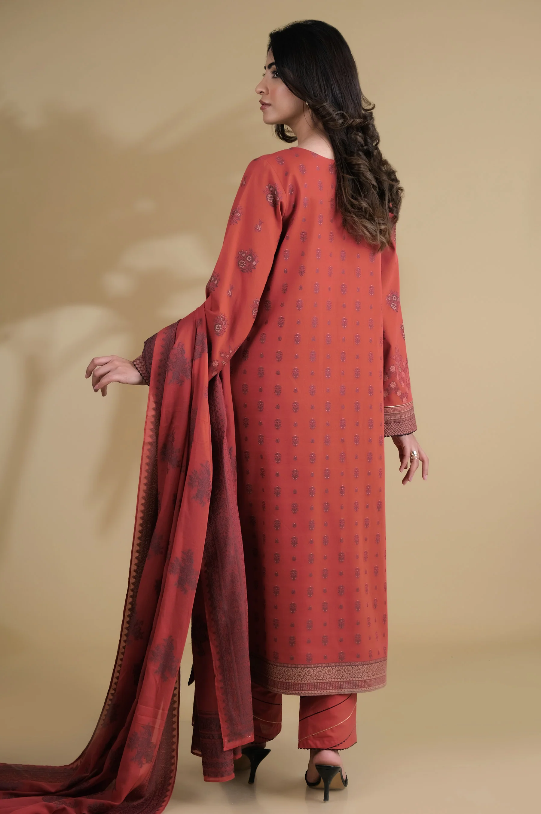 Stitched 3 Pieces Dyed Jacquard Suit - Image 5