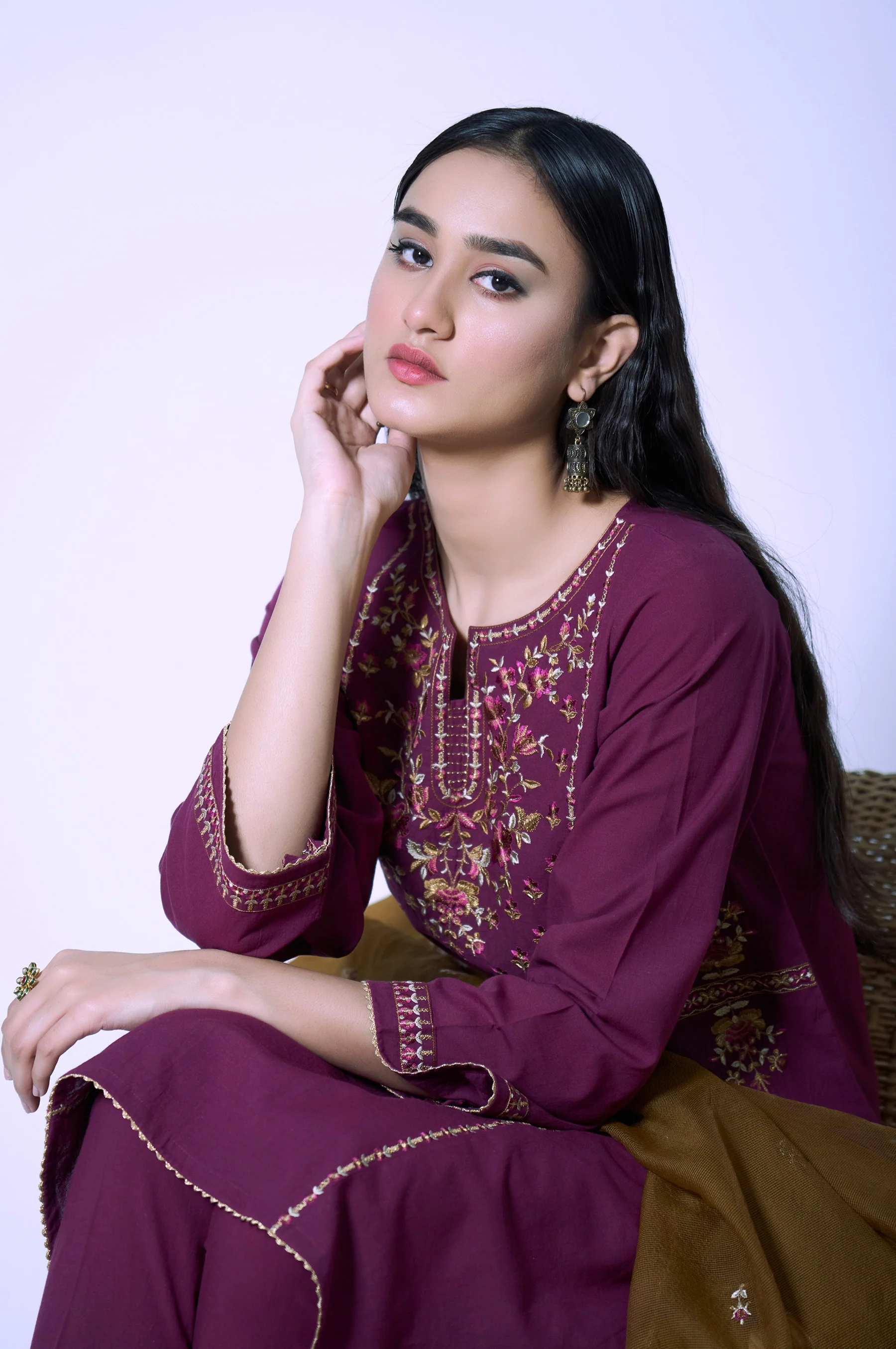 Stitched 3 Piece Cambric Embroidered Suit - Image 5