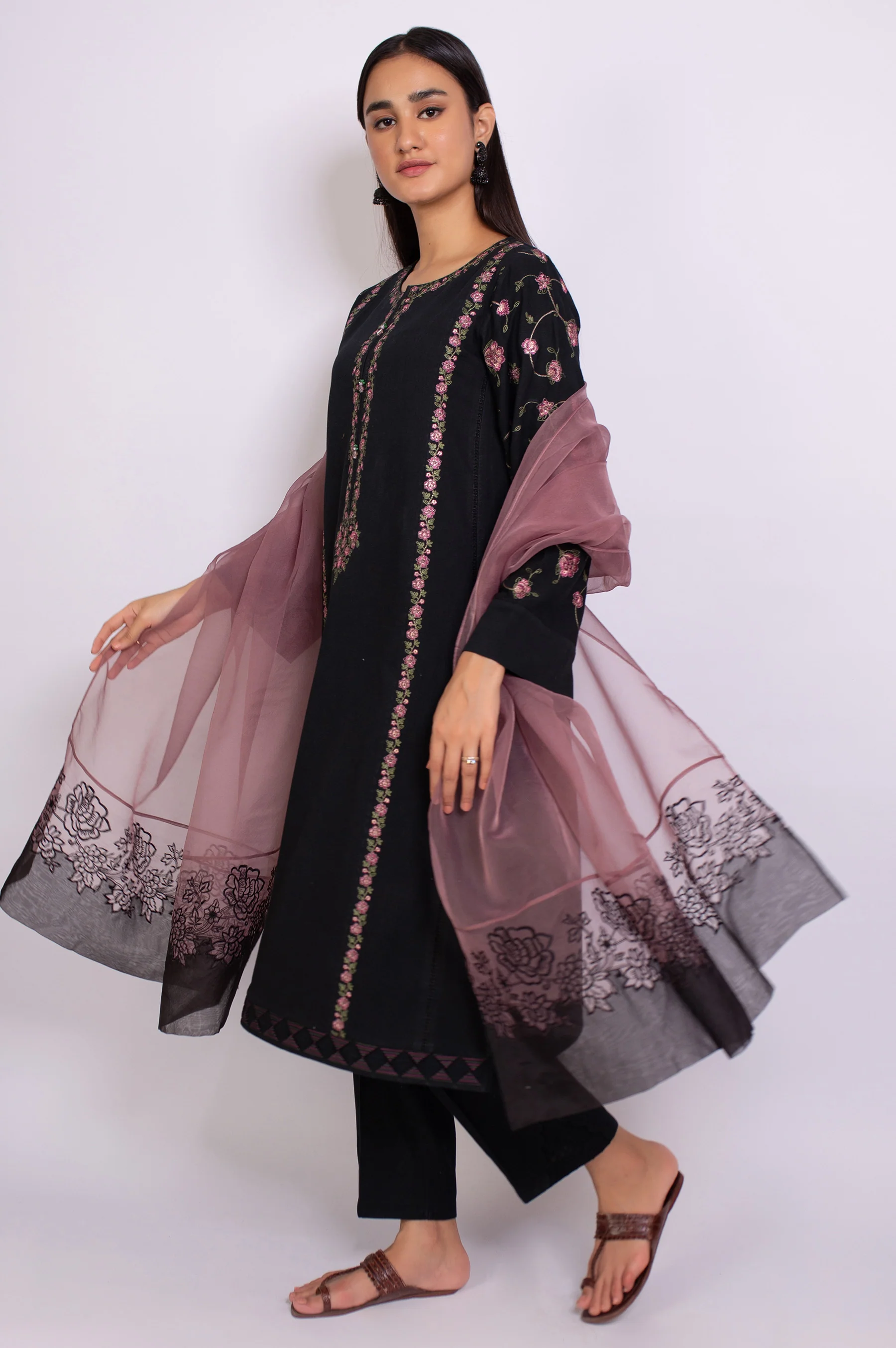 Stitched 3 Piece Satin Jacquard Suit