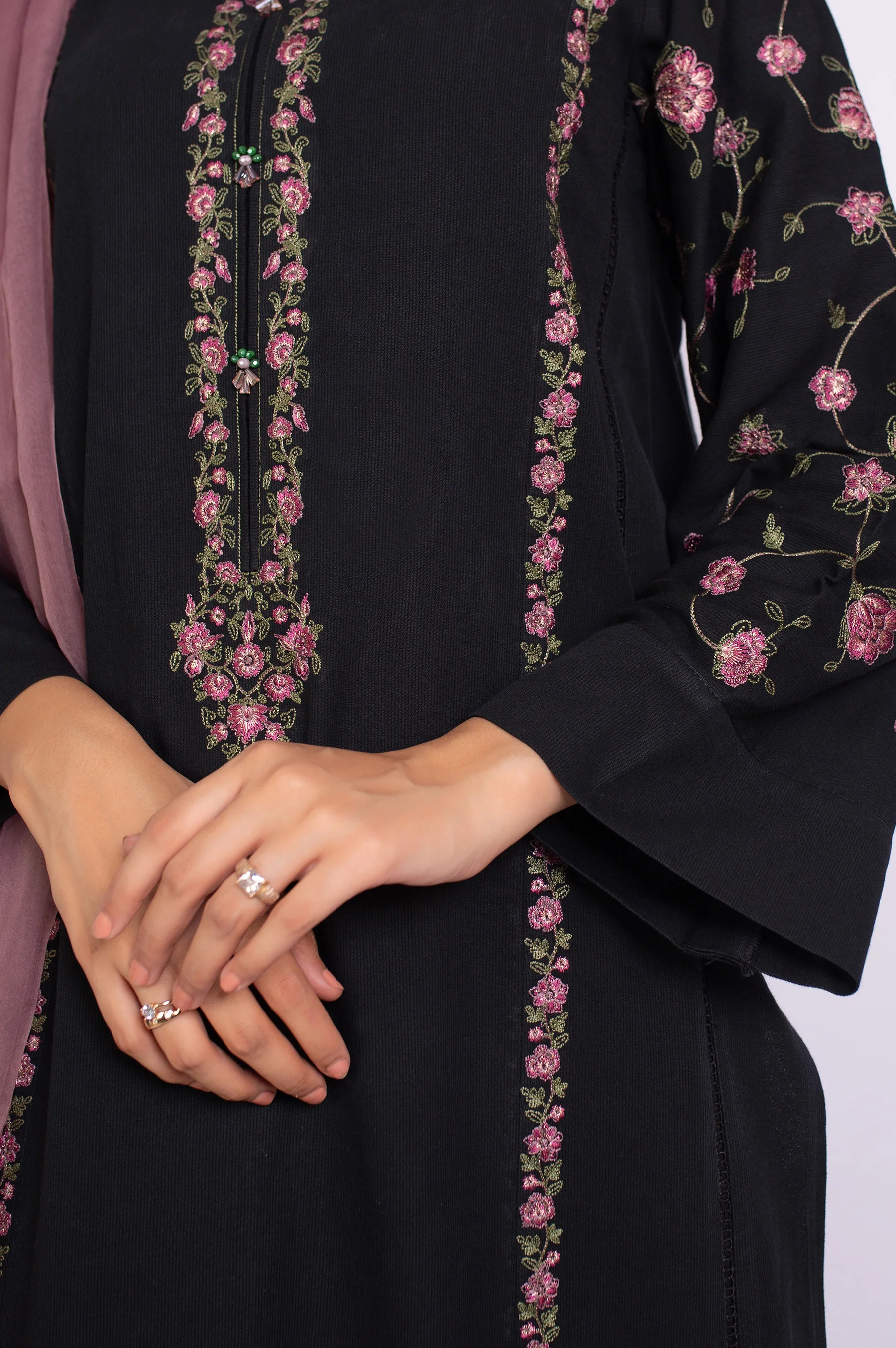 Stitched 3 Piece Satin Jacquard Suit - Image 5