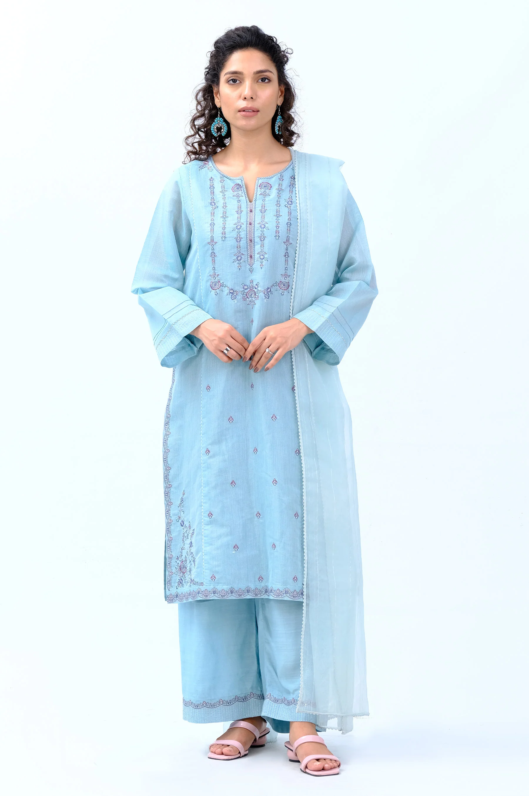Stitched 3 Piece Maysuri Embroidered Outfit - Image 2