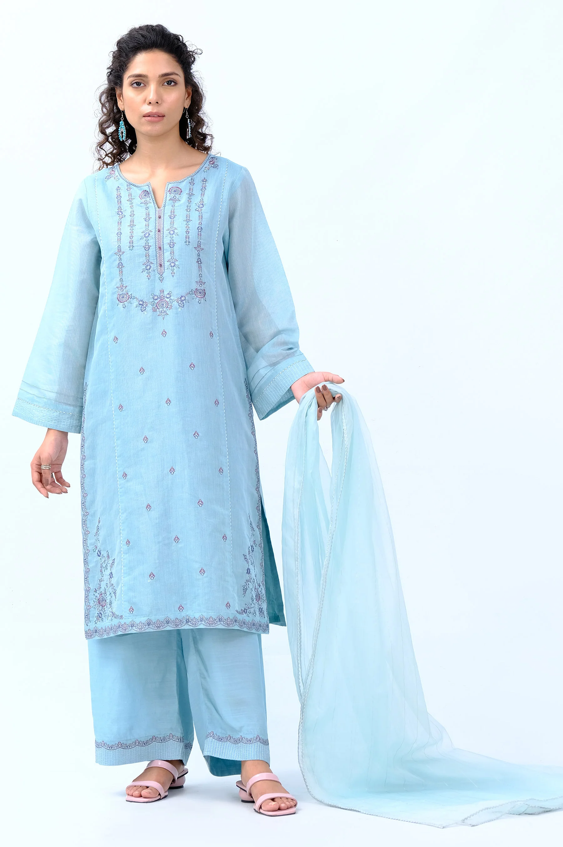Stitched 3 Piece Maysuri Embroidered Outfit - Image 6