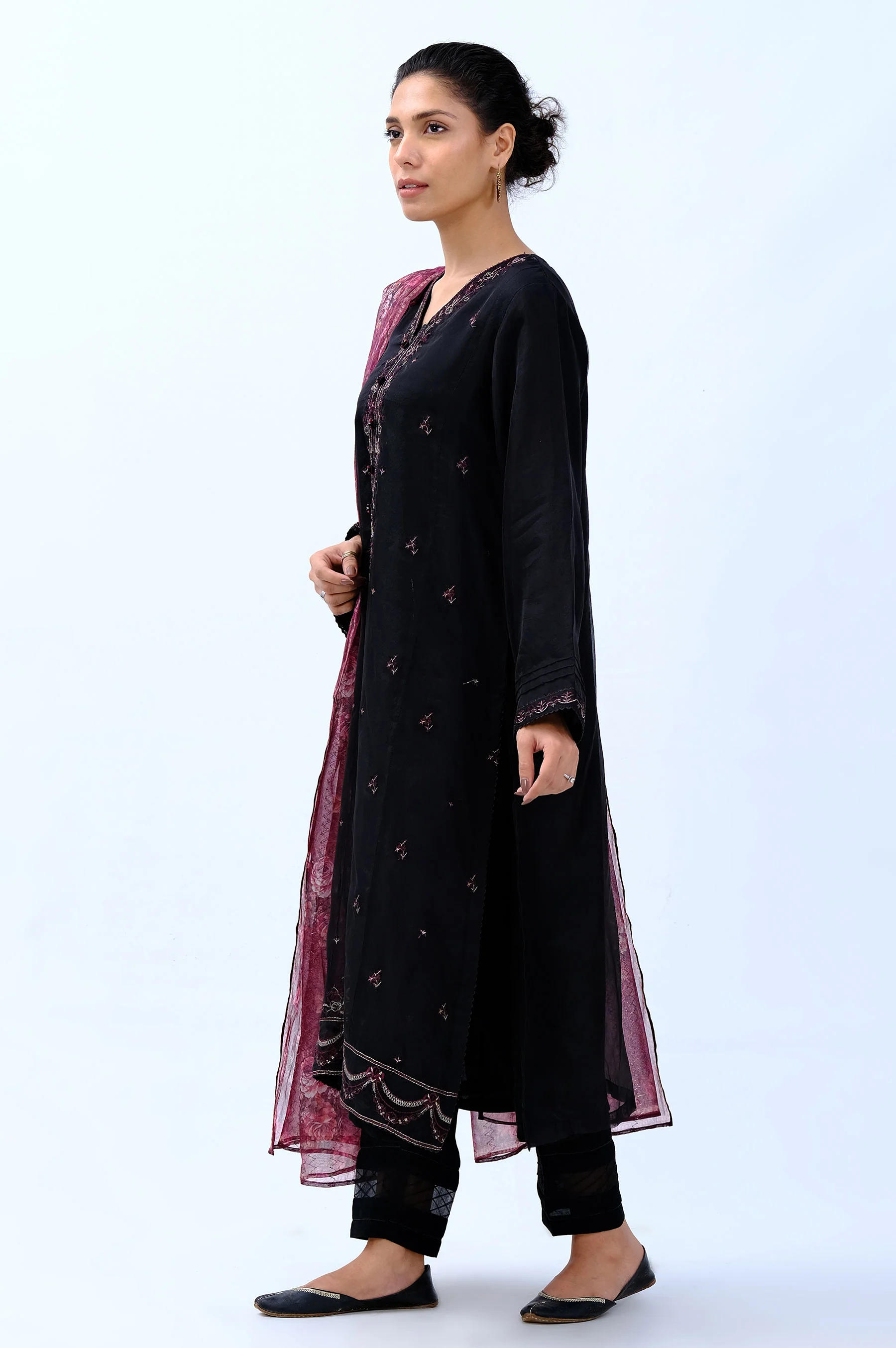 Stitched 3 Piece Digital Printed Organza Embroidered Outfit - Image 6