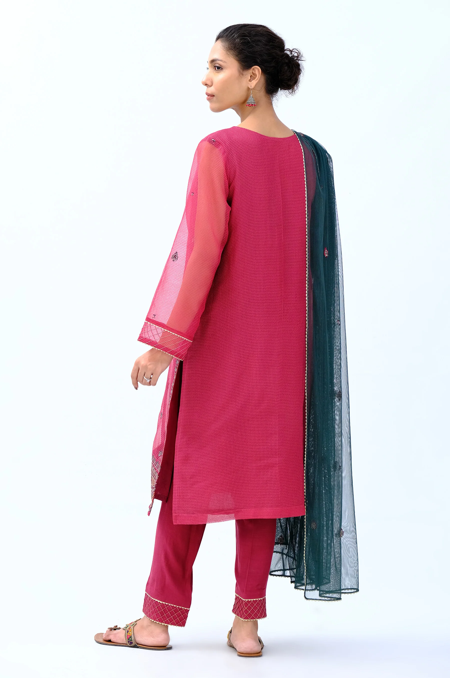 Stitched 3 Piece Embroidered Box Organza Outfit - Image 2