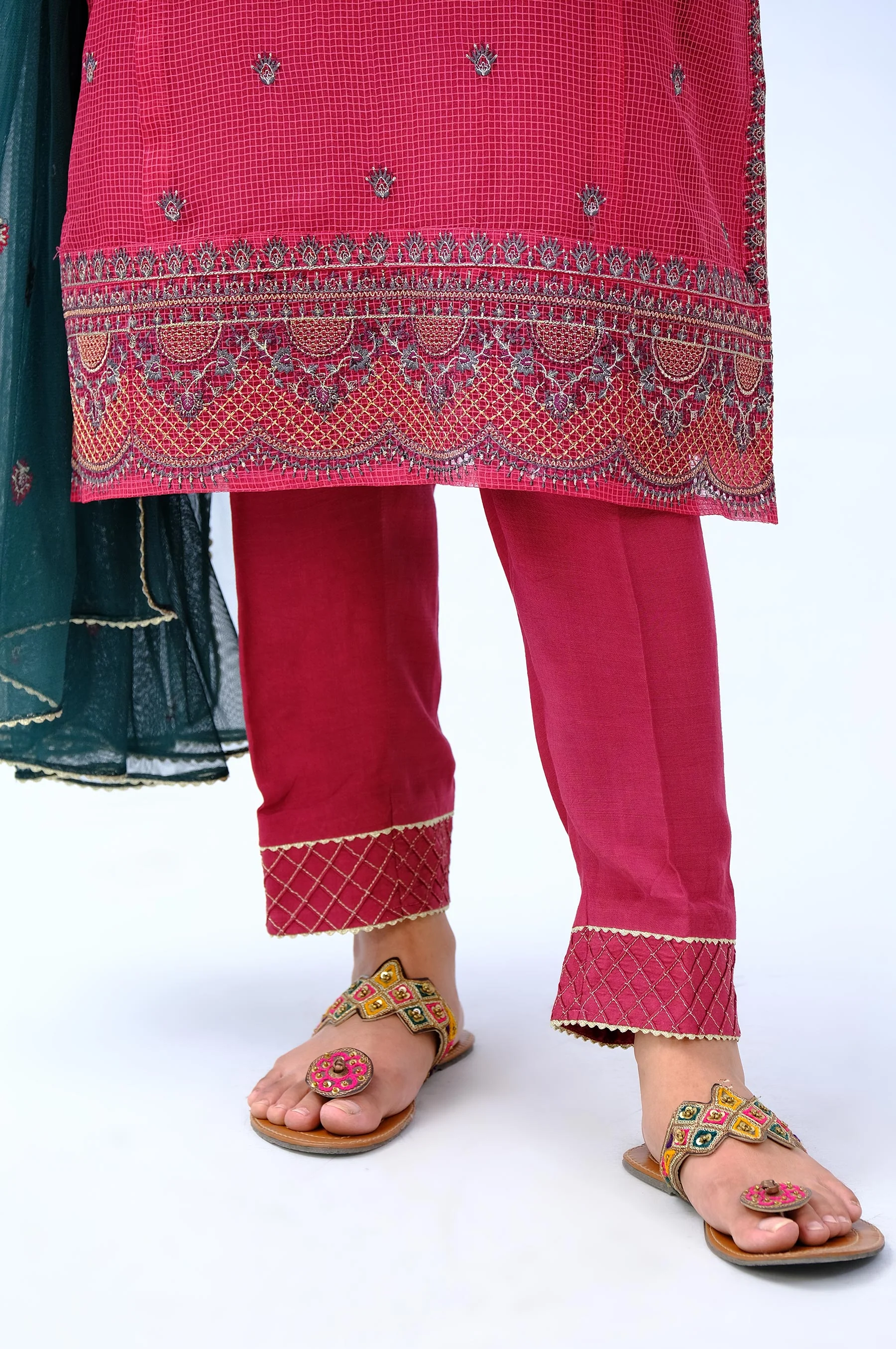 Stitched 3 Piece Embroidered Box Organza Outfit - Image 5