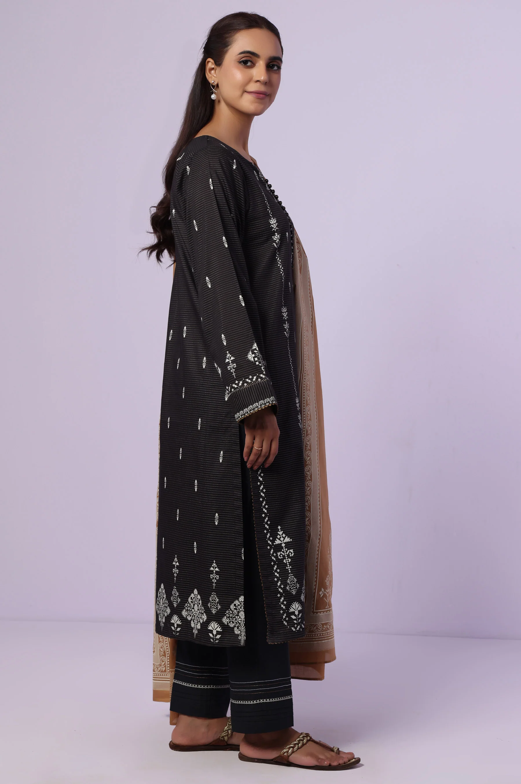 Stitched 3 Piece Paste Printed Dobby Mysuri Suit - Image 5