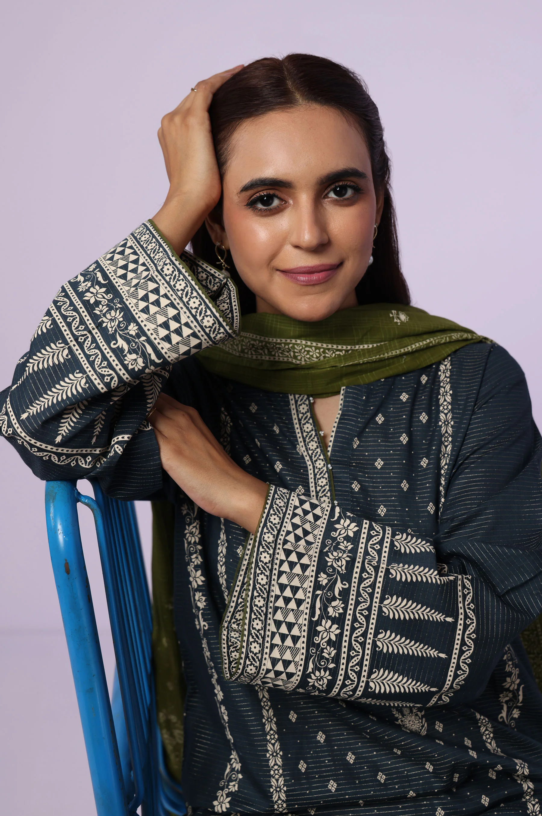 Stitched 3 Piece Paste Printed Dobby Mysuri Suit - Image 4