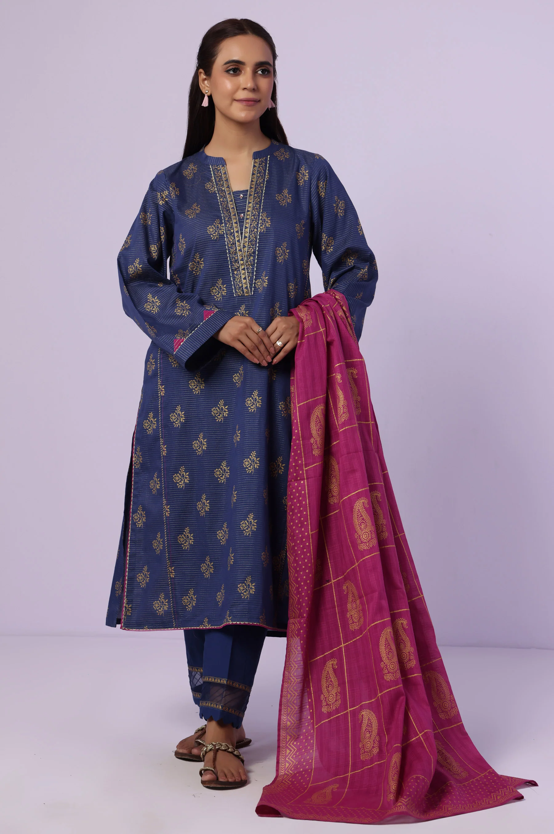 Stitched 3 Piece Paste Printed Dobby Mysuri Suit
