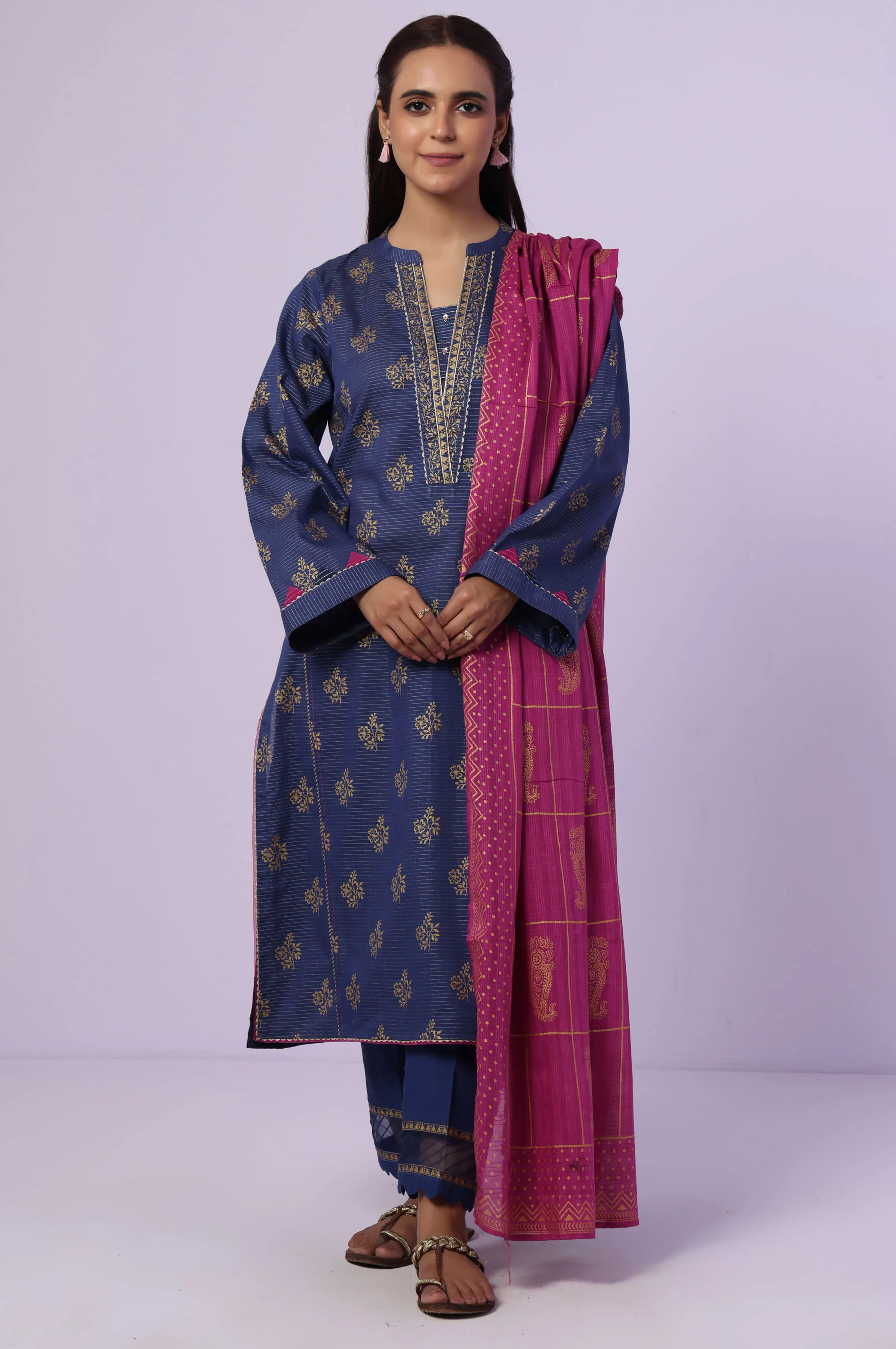 Stitched 3 Piece Paste Printed Dobby Mysuri Suit - Image 5