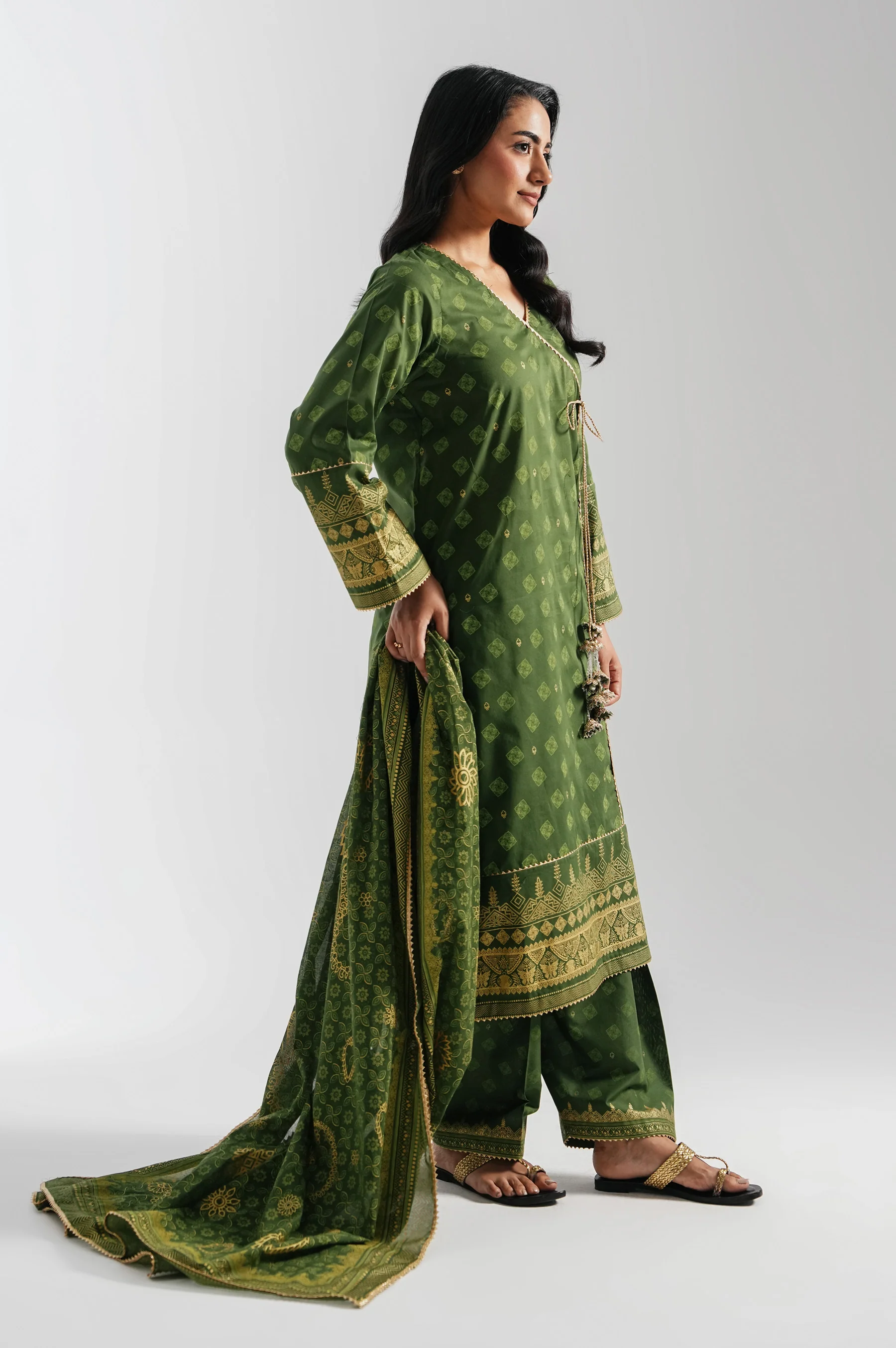 STITCHED EMBROIDERED LAWN SUIT - Image 5