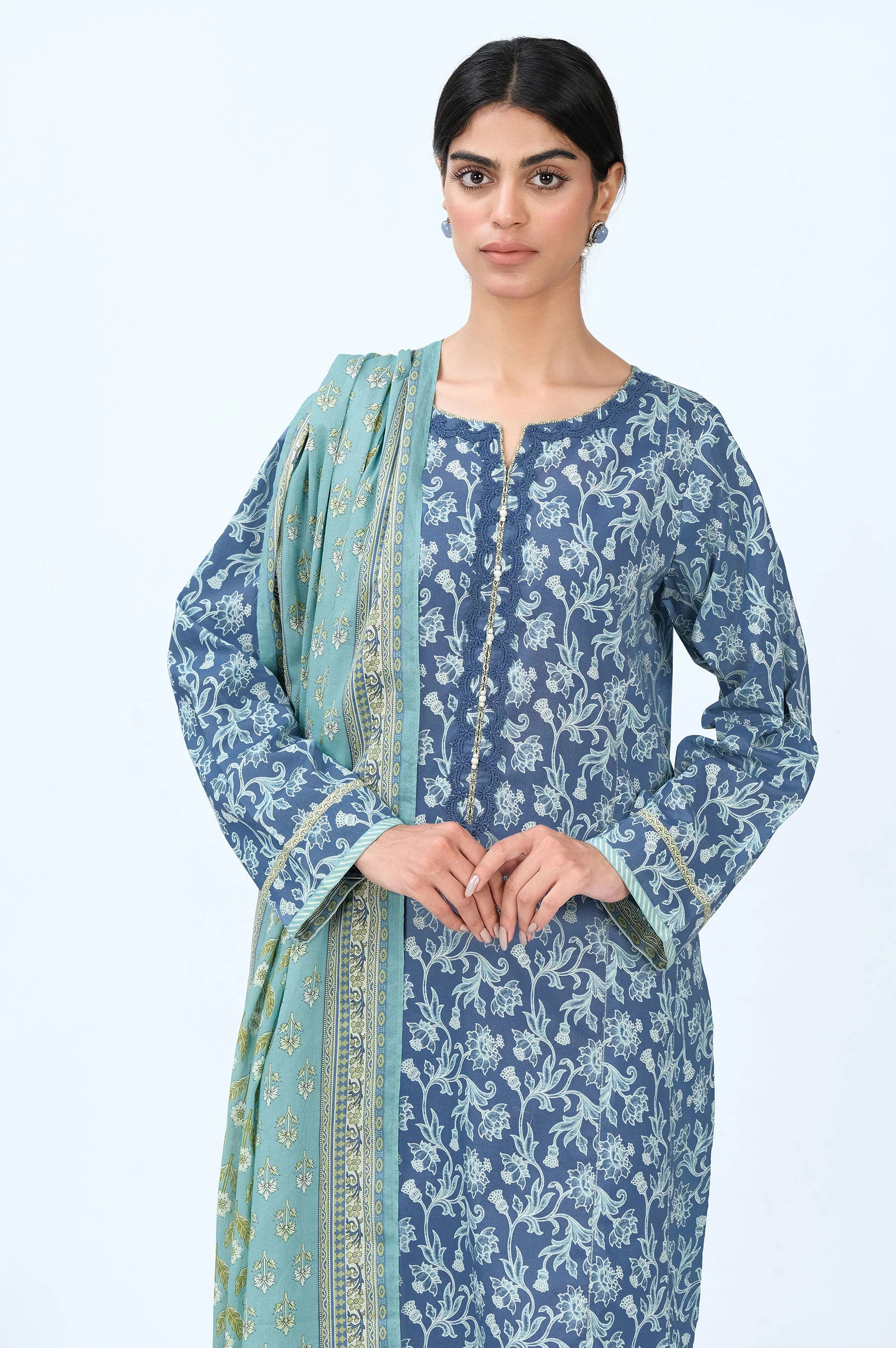 Stitched 3 Piece Printed Cambric Suit