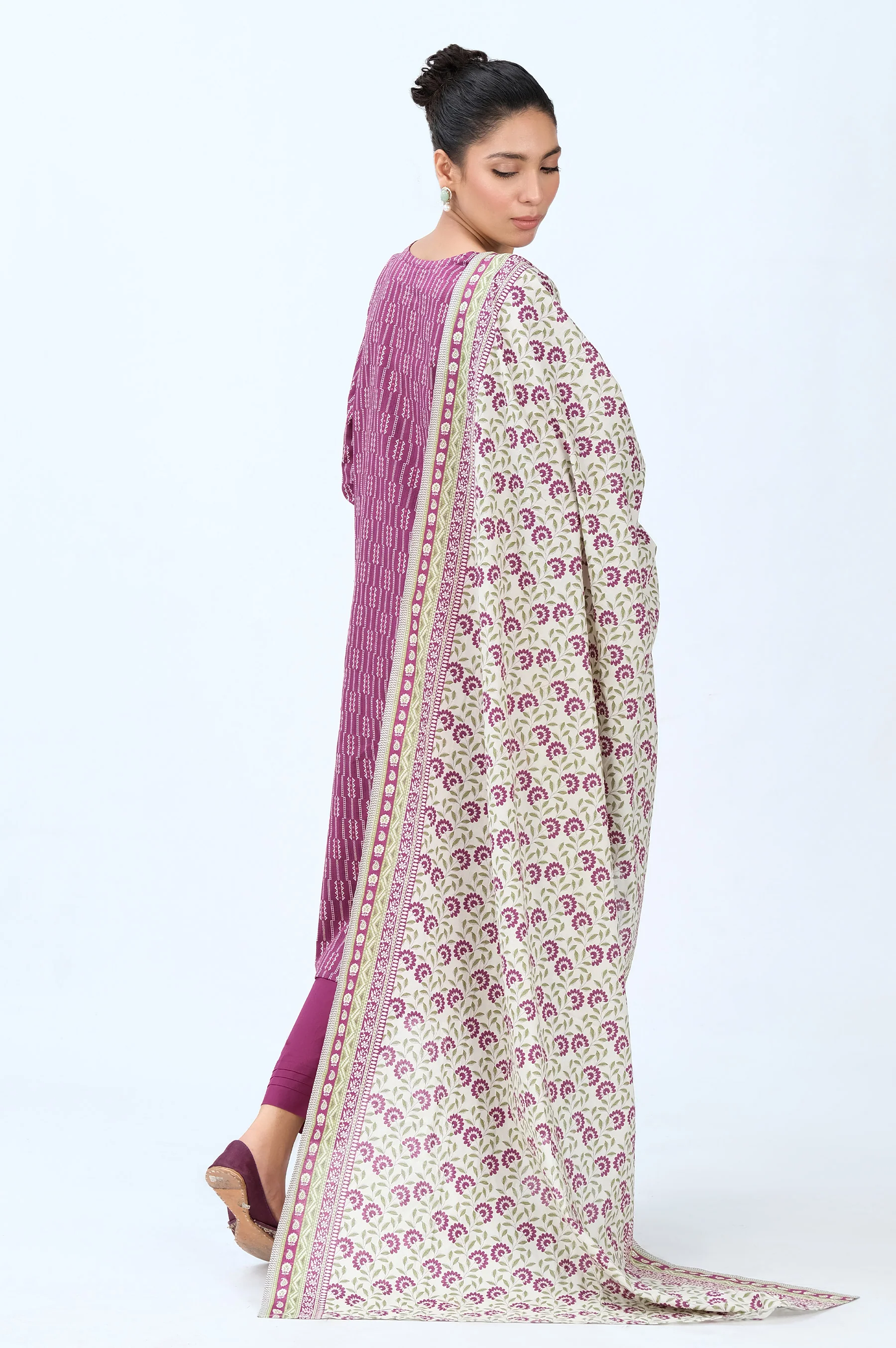 Stitched 3 Piece Printed Cambric Suit - Image 3