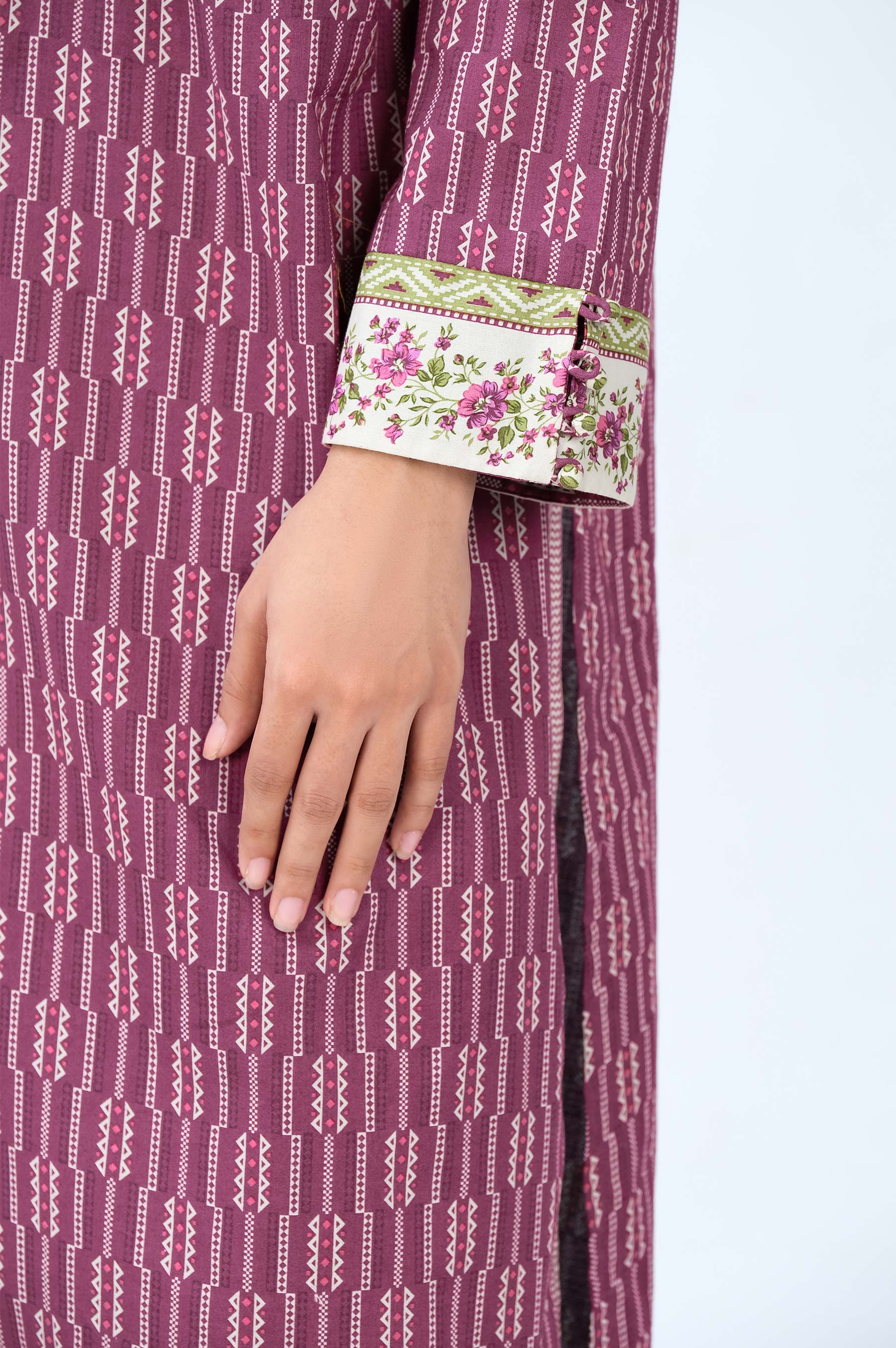 Stitched 3 Piece Printed Cambric Suit - Image 5