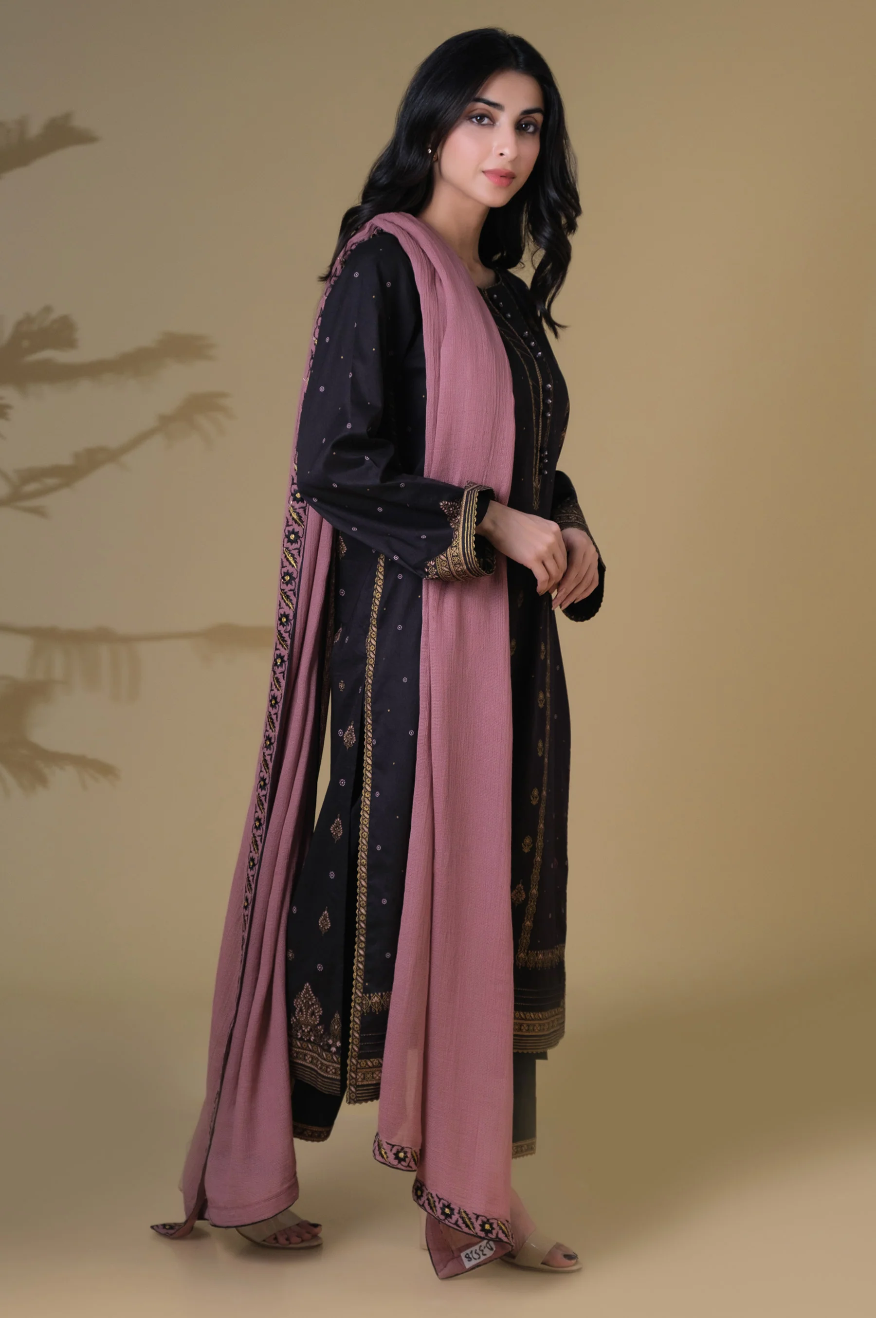 Stitched 3 Piece Paste Printed Suit - Image 4