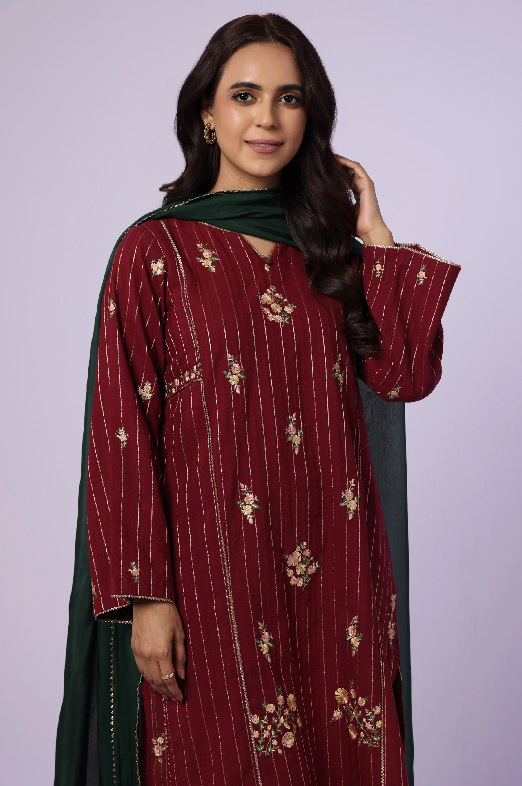 Stitched 3 Piece Embroidered Cambric Suit - Image 2