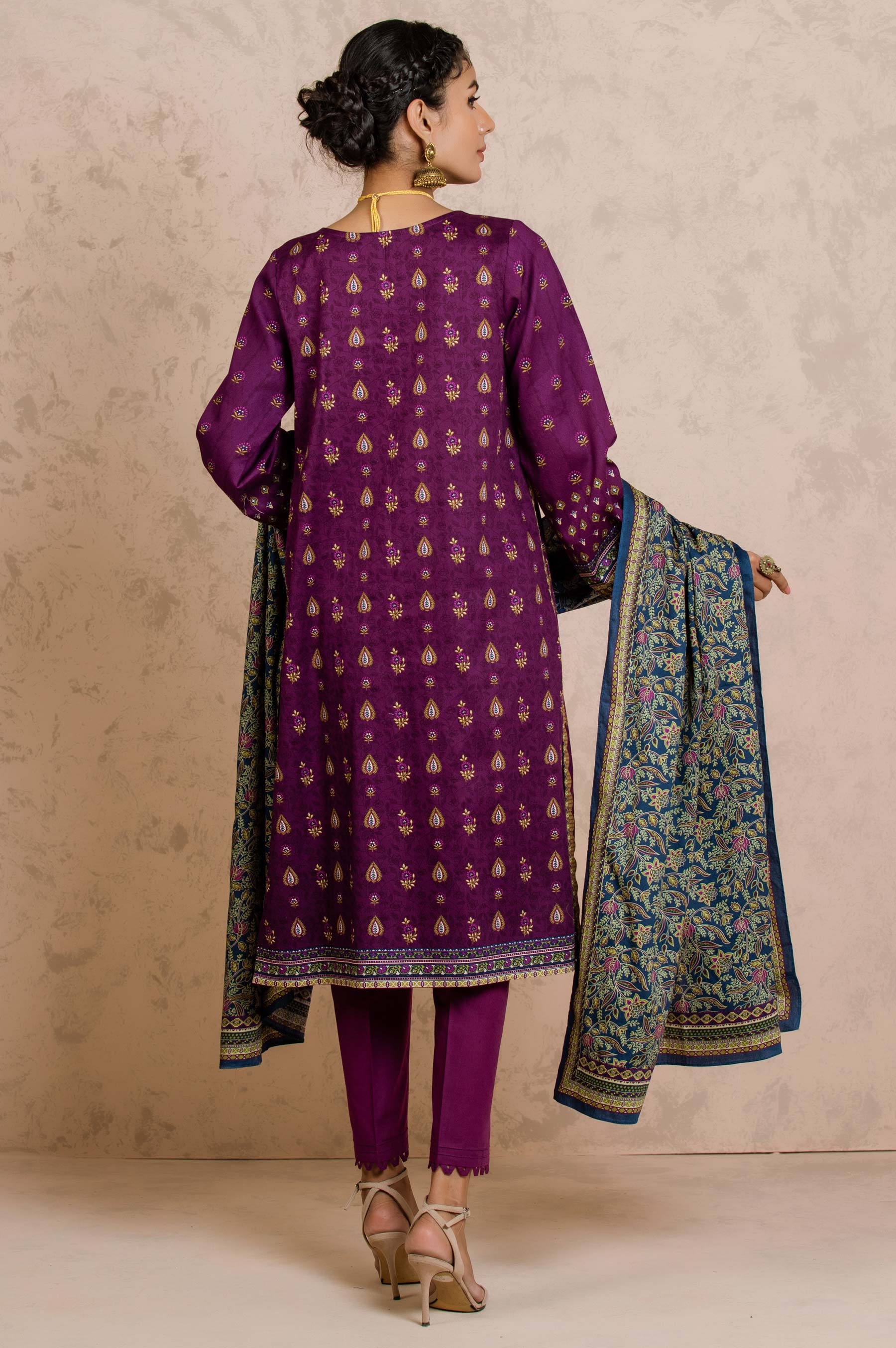 Stitched 3 Piece Printed Cottel Suit - Image 6