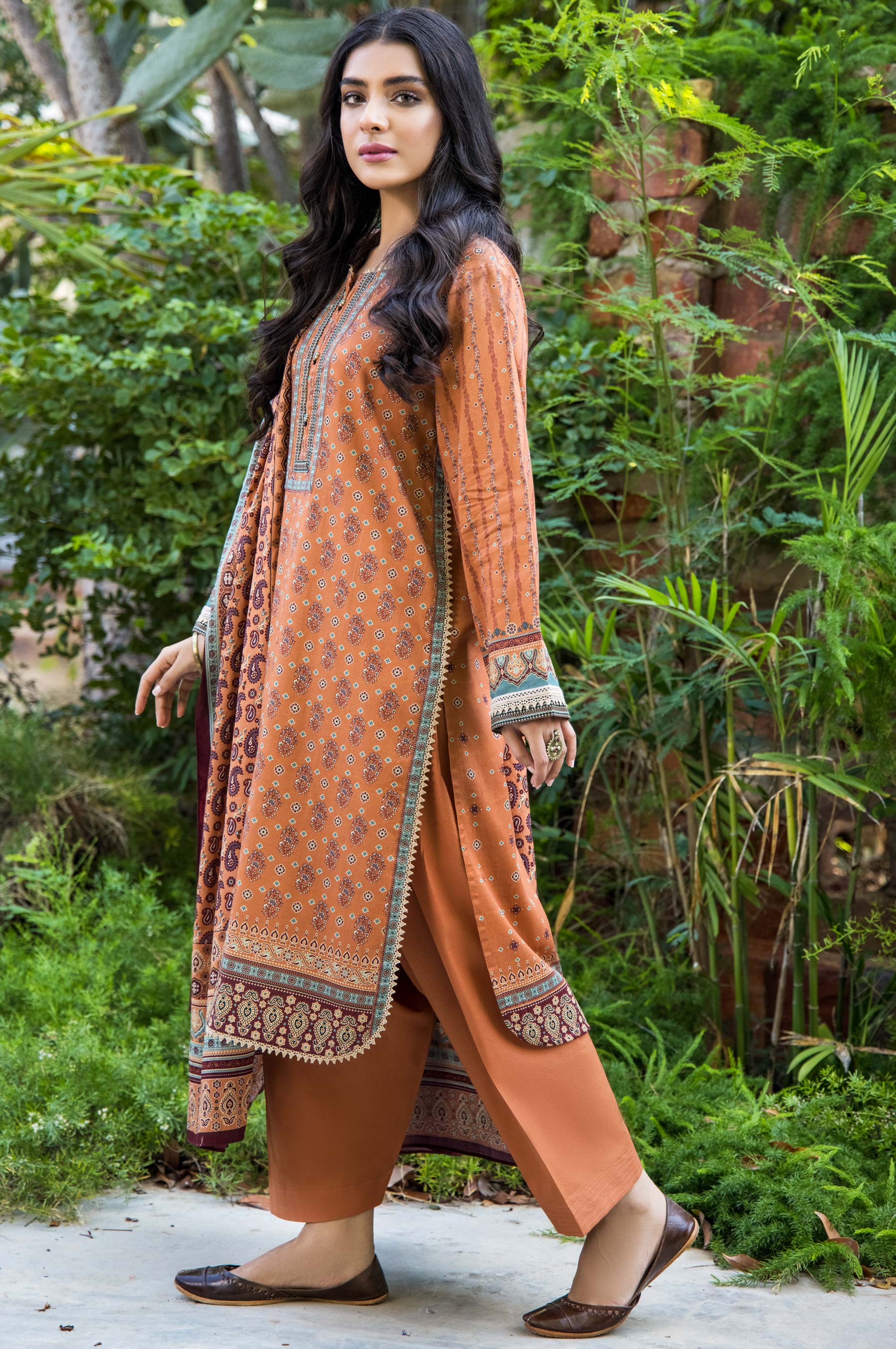 Stitched 3 Piece Printed Cottel Suit - Image 2