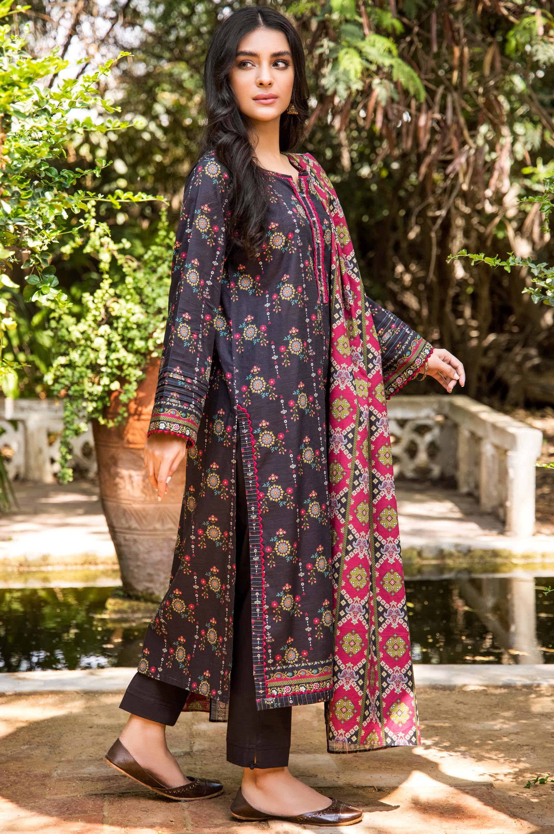 Stitched 3 Piece Printed Cottel Suit - Image 2