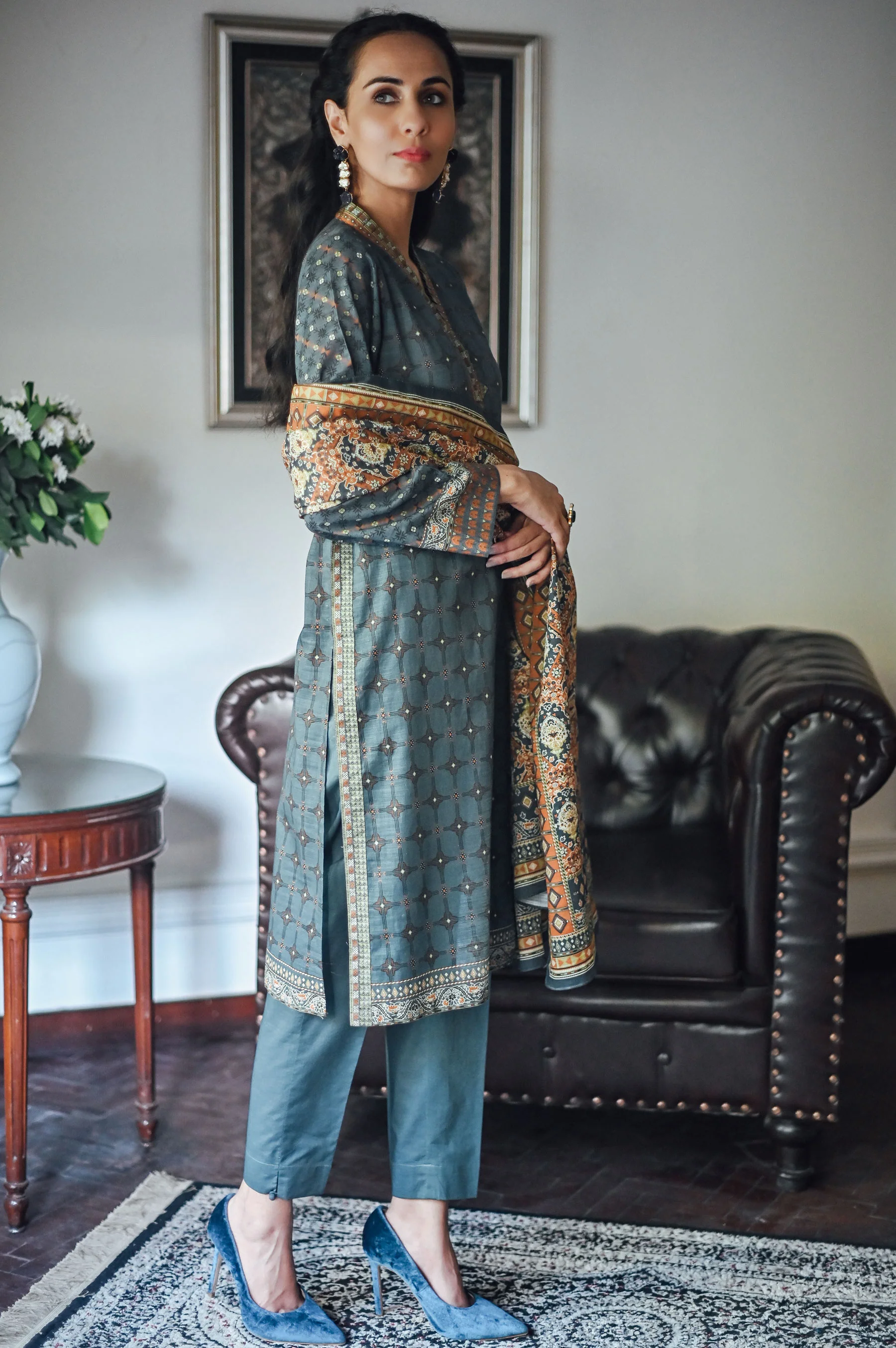 Stitched 3 Piece Printed Cottel Suit - Image 3