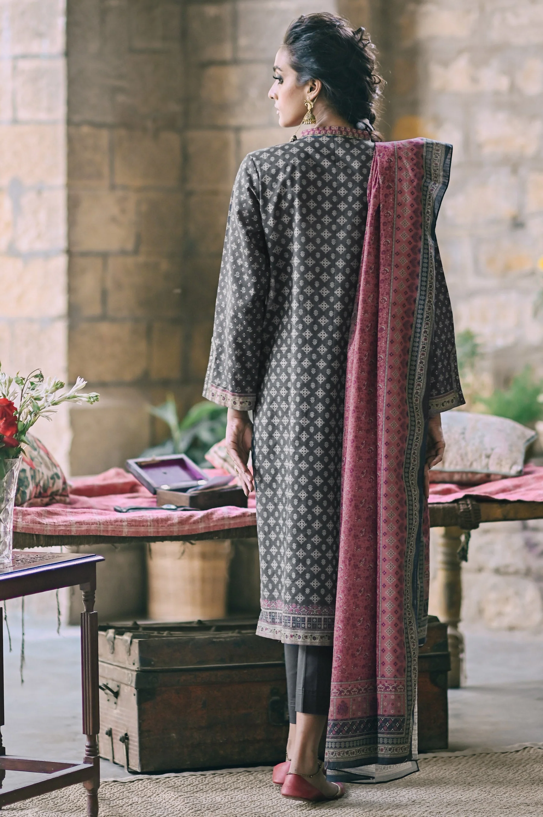 Stitched 3 Piece Printed Cottel Suit - Image 3