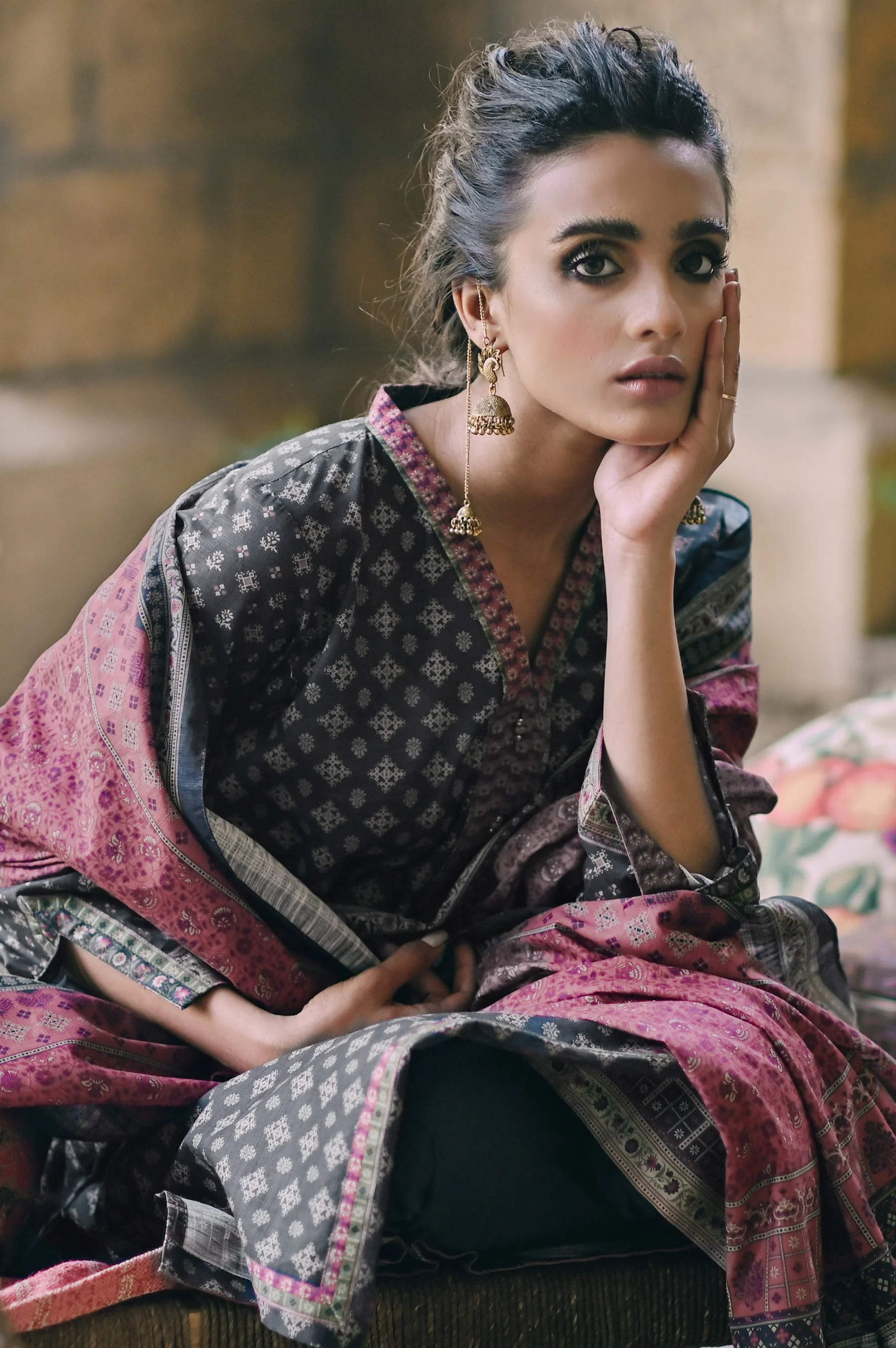 Stitched 3 Piece Printed Cottel Suit - Image 5