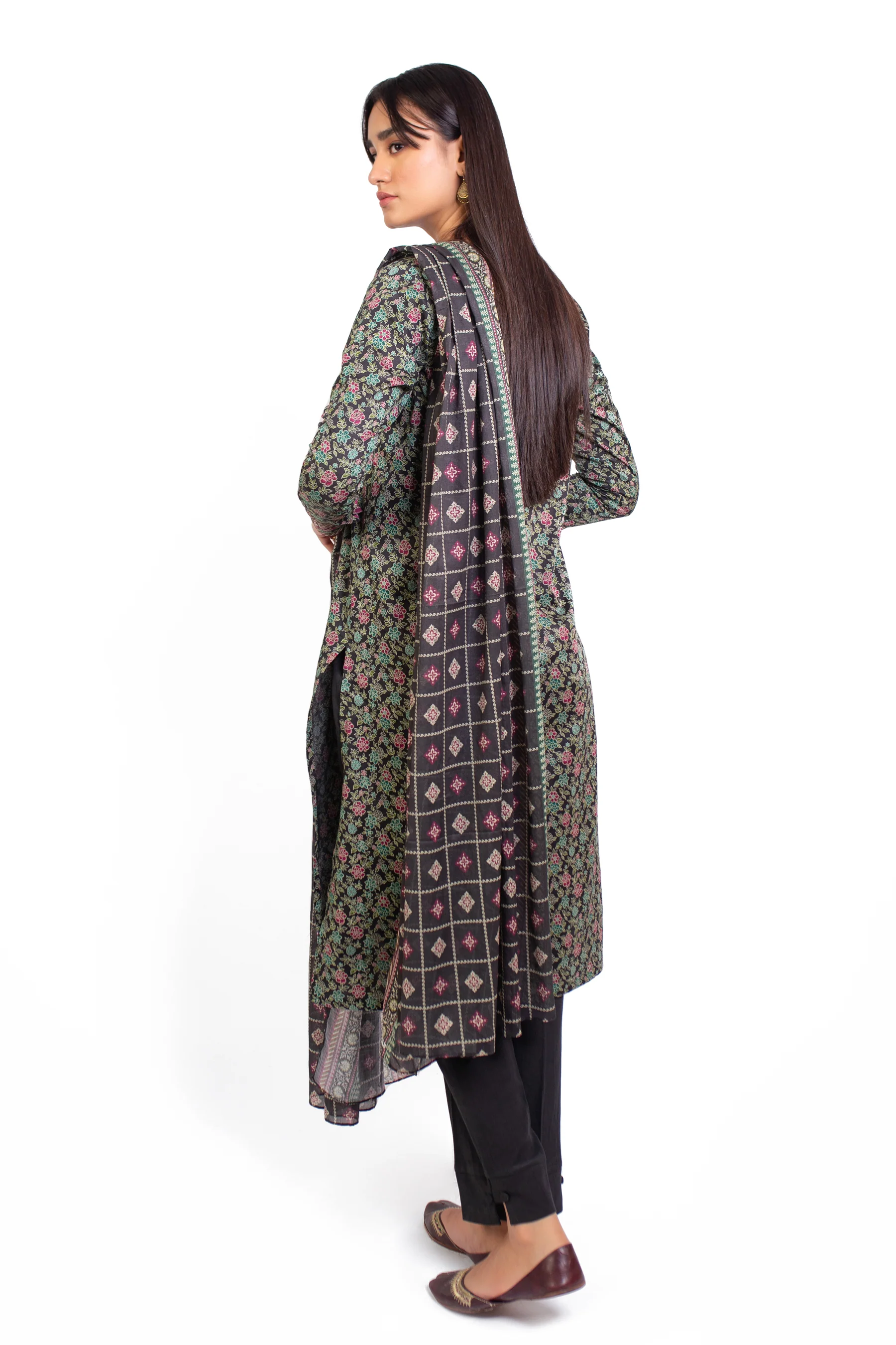 Stitched 3 Piece Printed Cottel Suit - Image 3