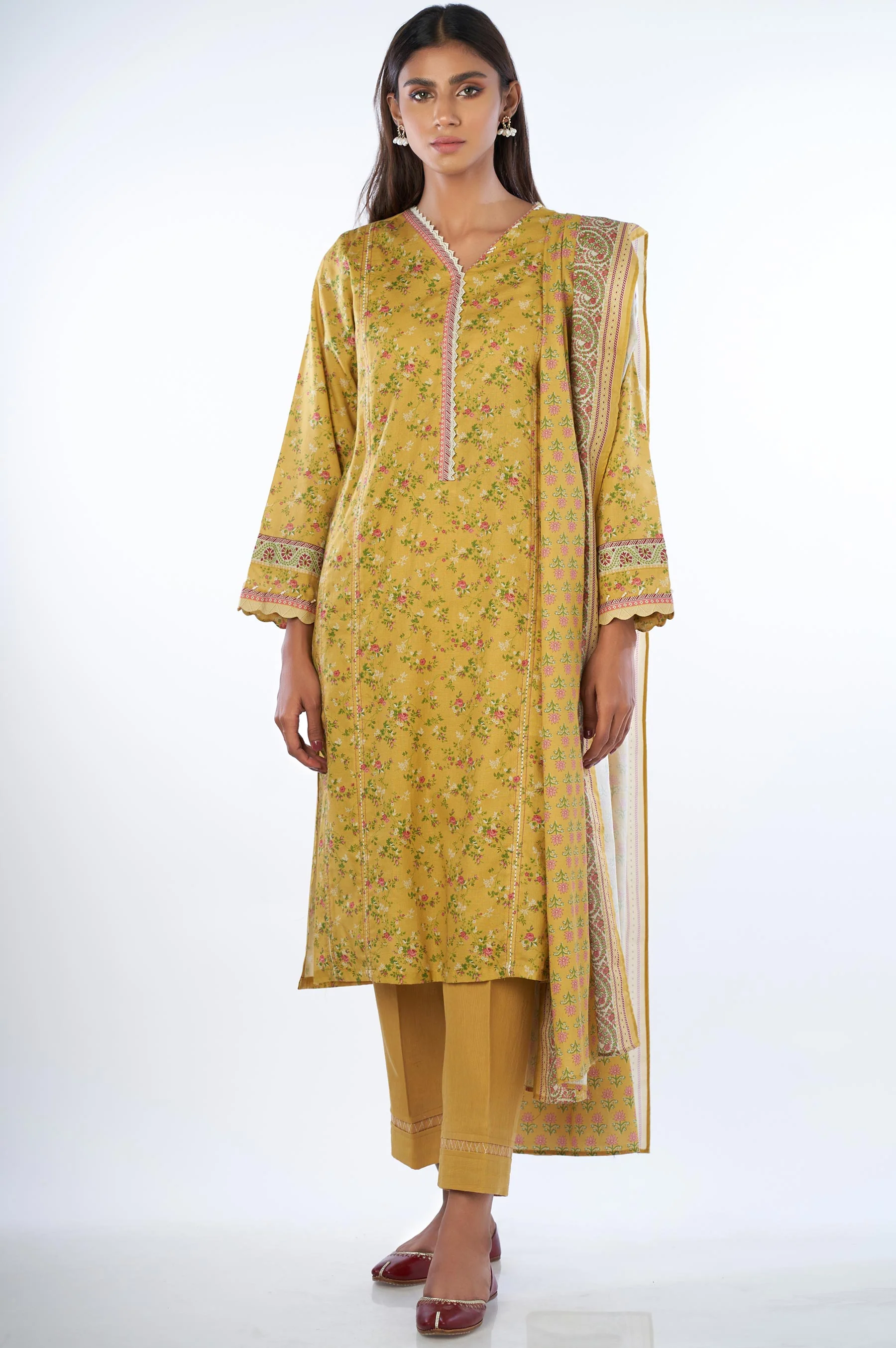 Stitched 3 Piece Printed Cottel Suit