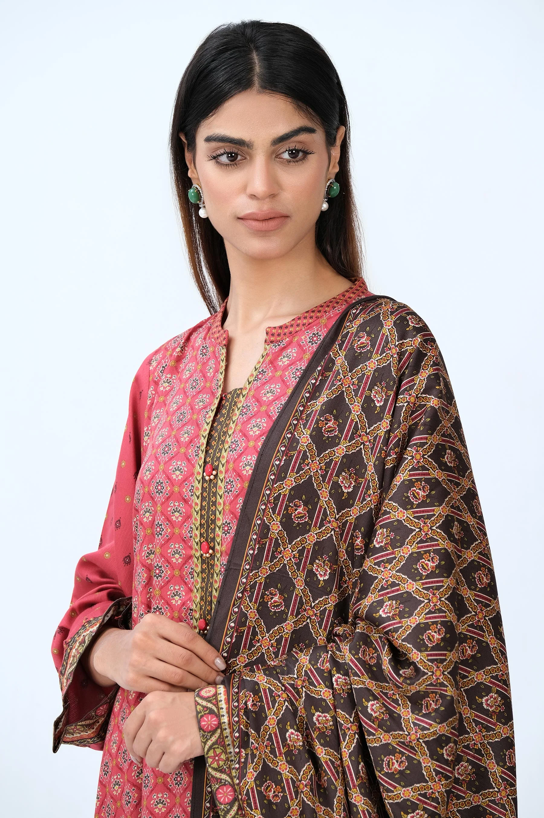 Stitched 3 Piece Printed Doria Linen Viscose Suit - Image 2