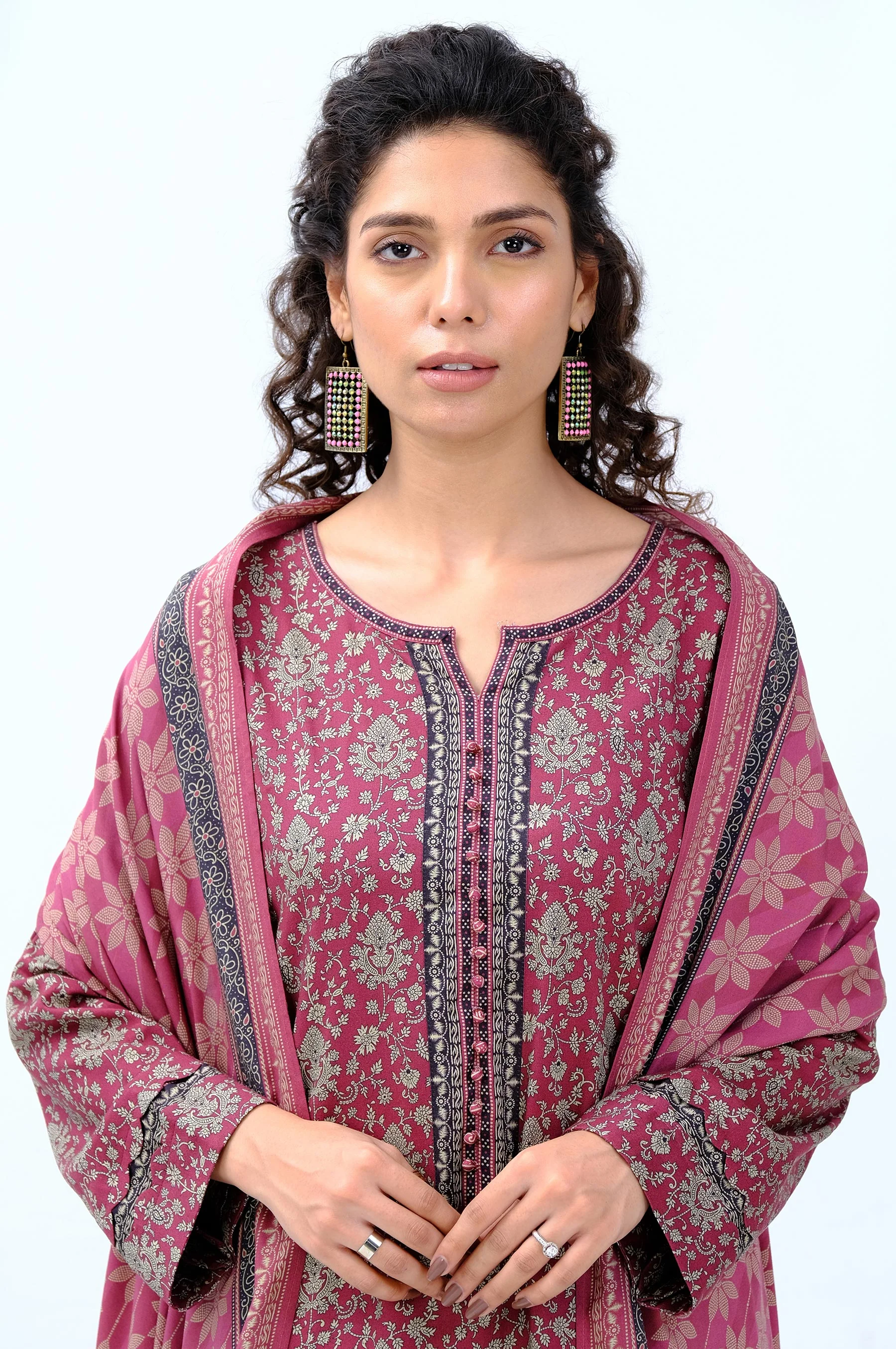 Stitched 3 Piece Printed Doria Linen Viscose Suit - Image 3