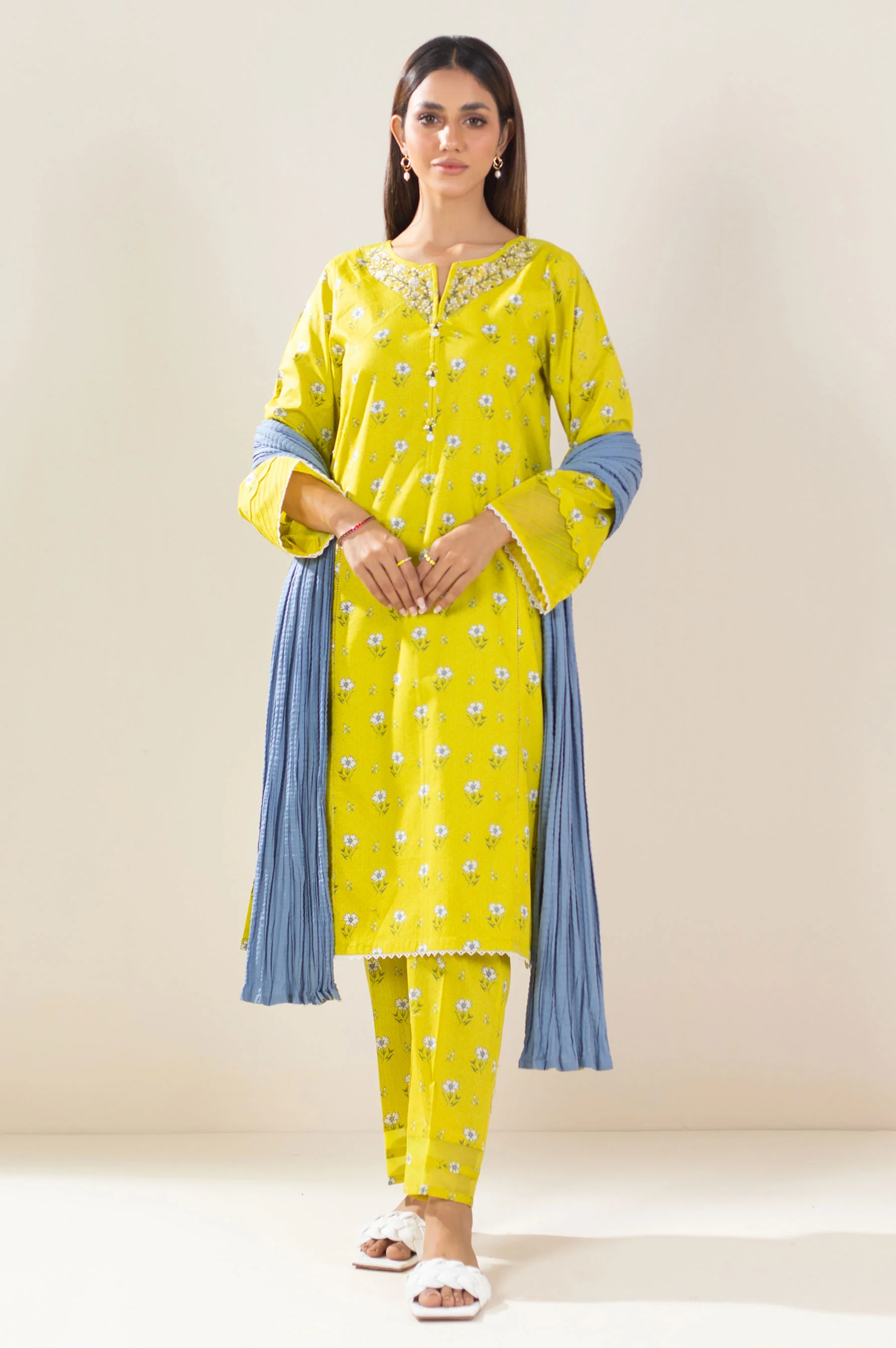 Stitched 3 Piece Printed Lawn Suit - Image 2