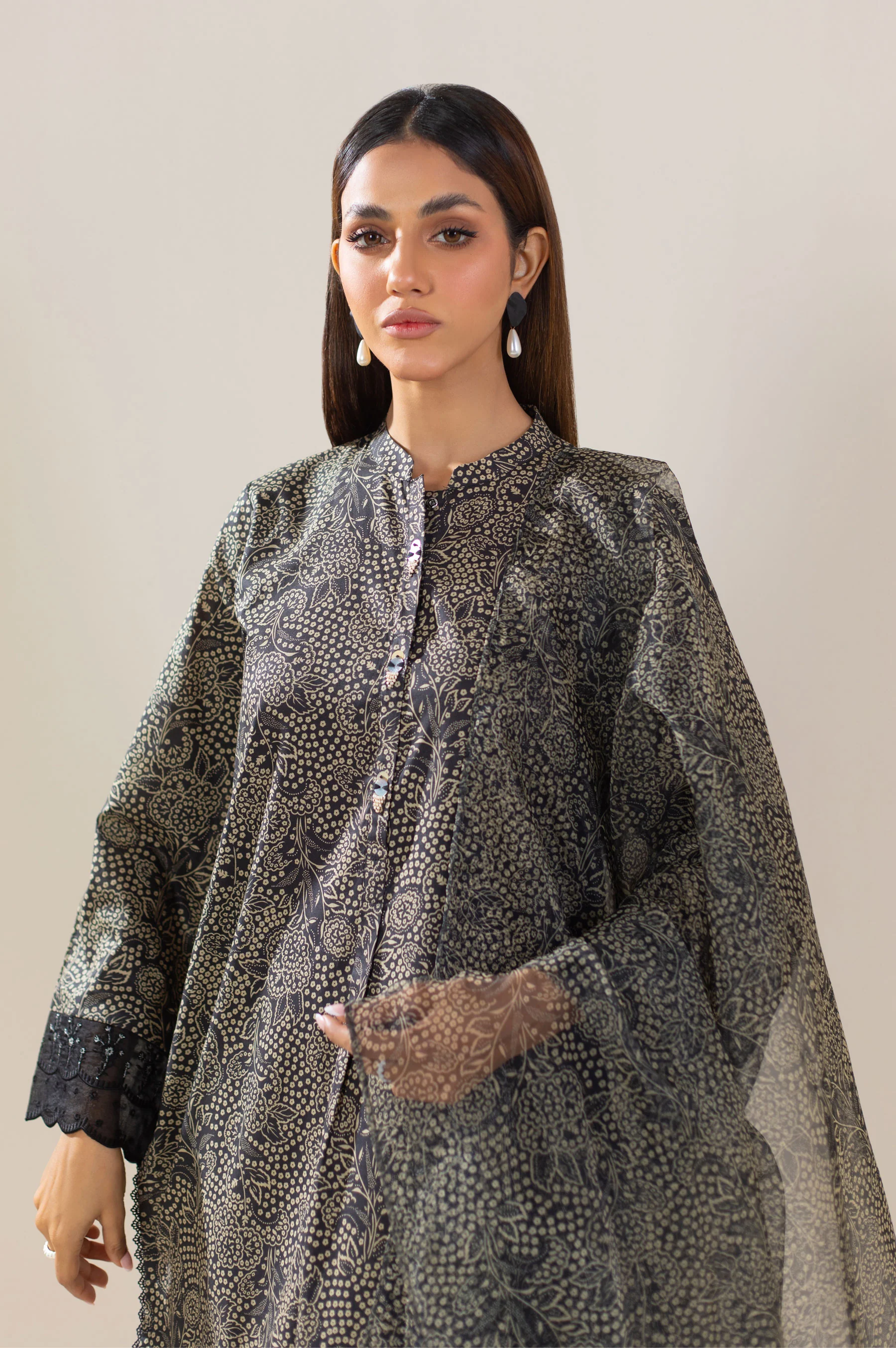 Stitched 3 Piece Embroidered Lawn Suit - Image 3