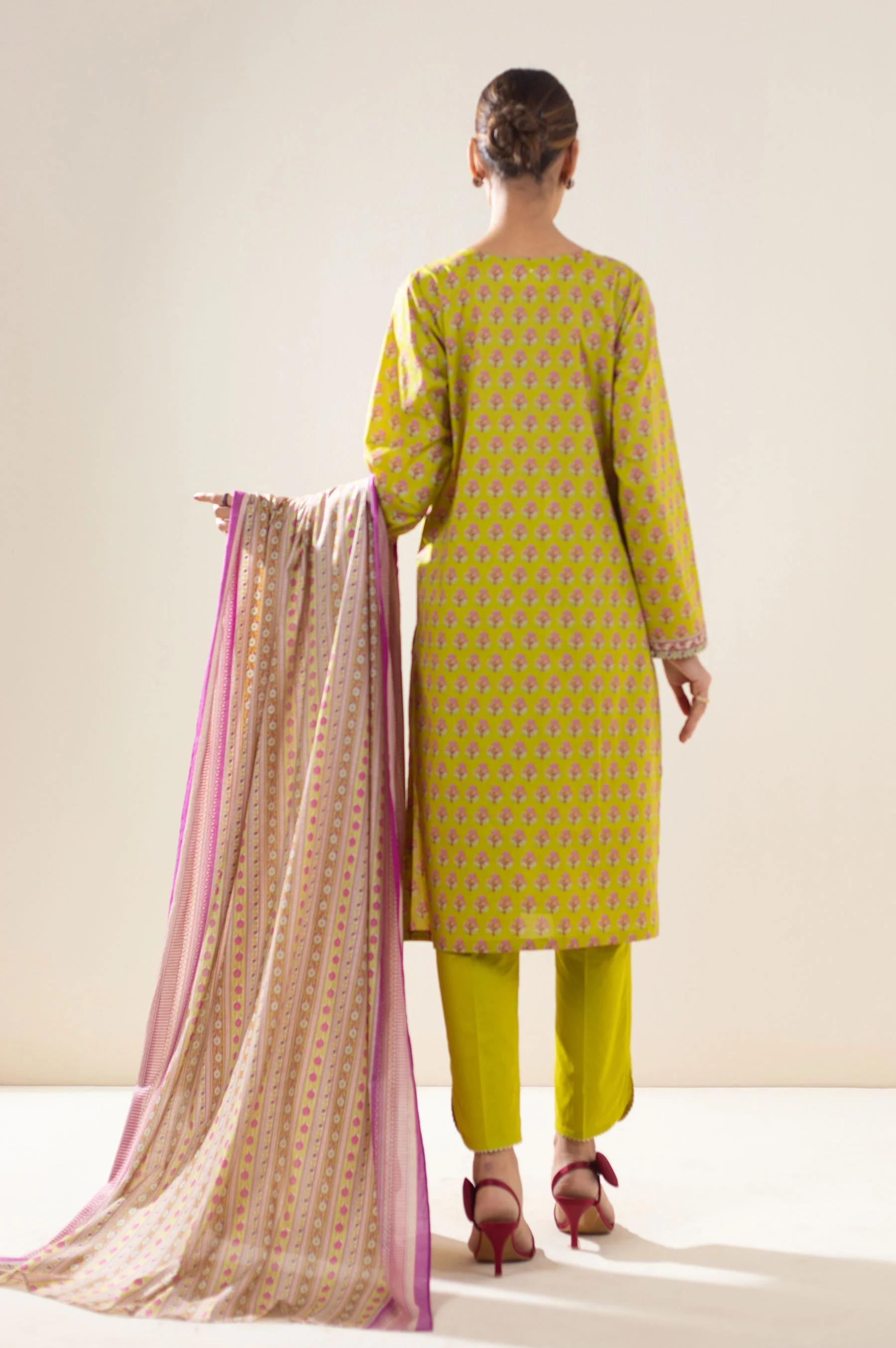 Stitched 3 Piece Printed Lawn Suit - Image 4