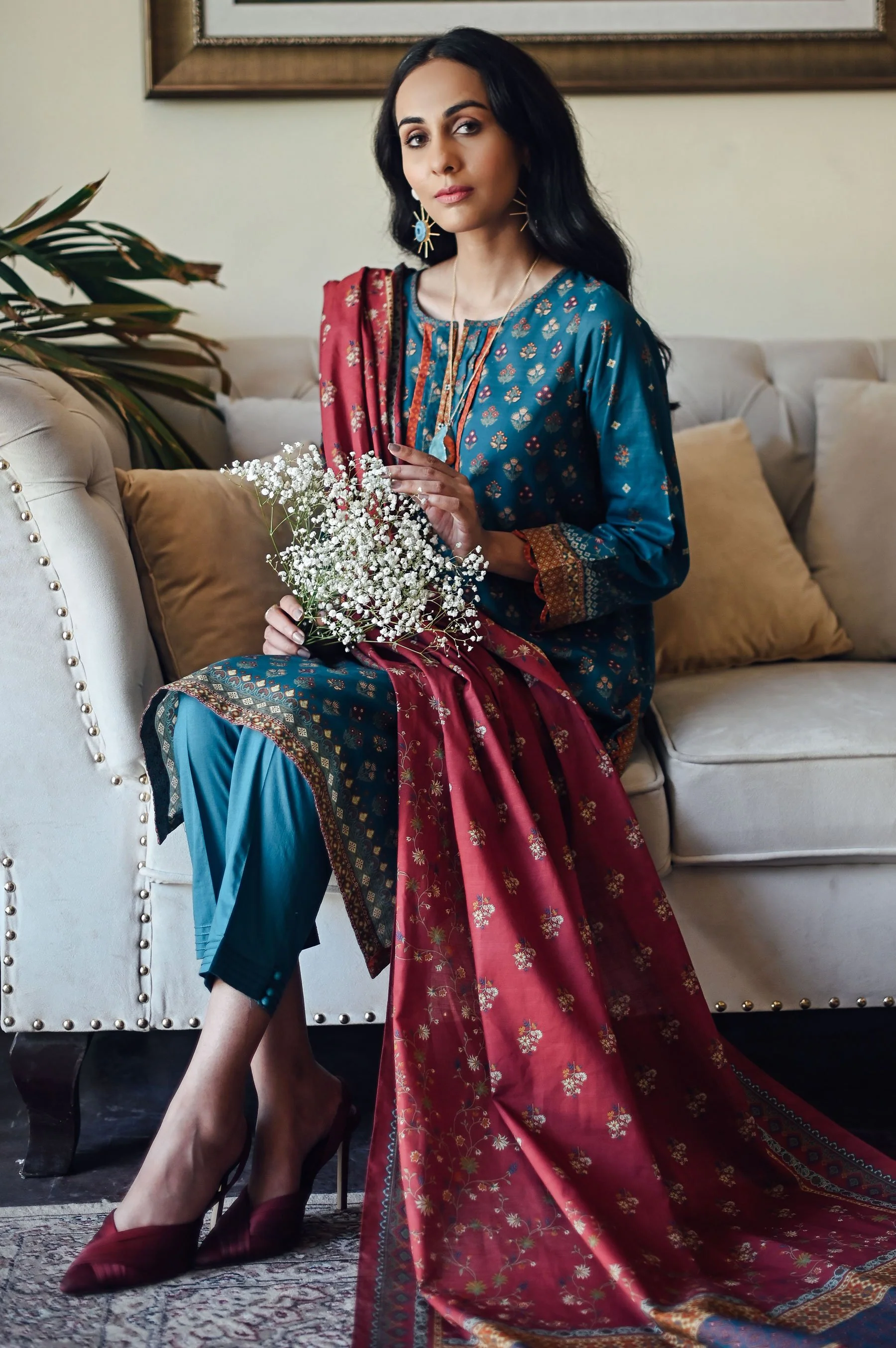 Stitched 3 Piece Printed Khaddar Suit - Image 4
