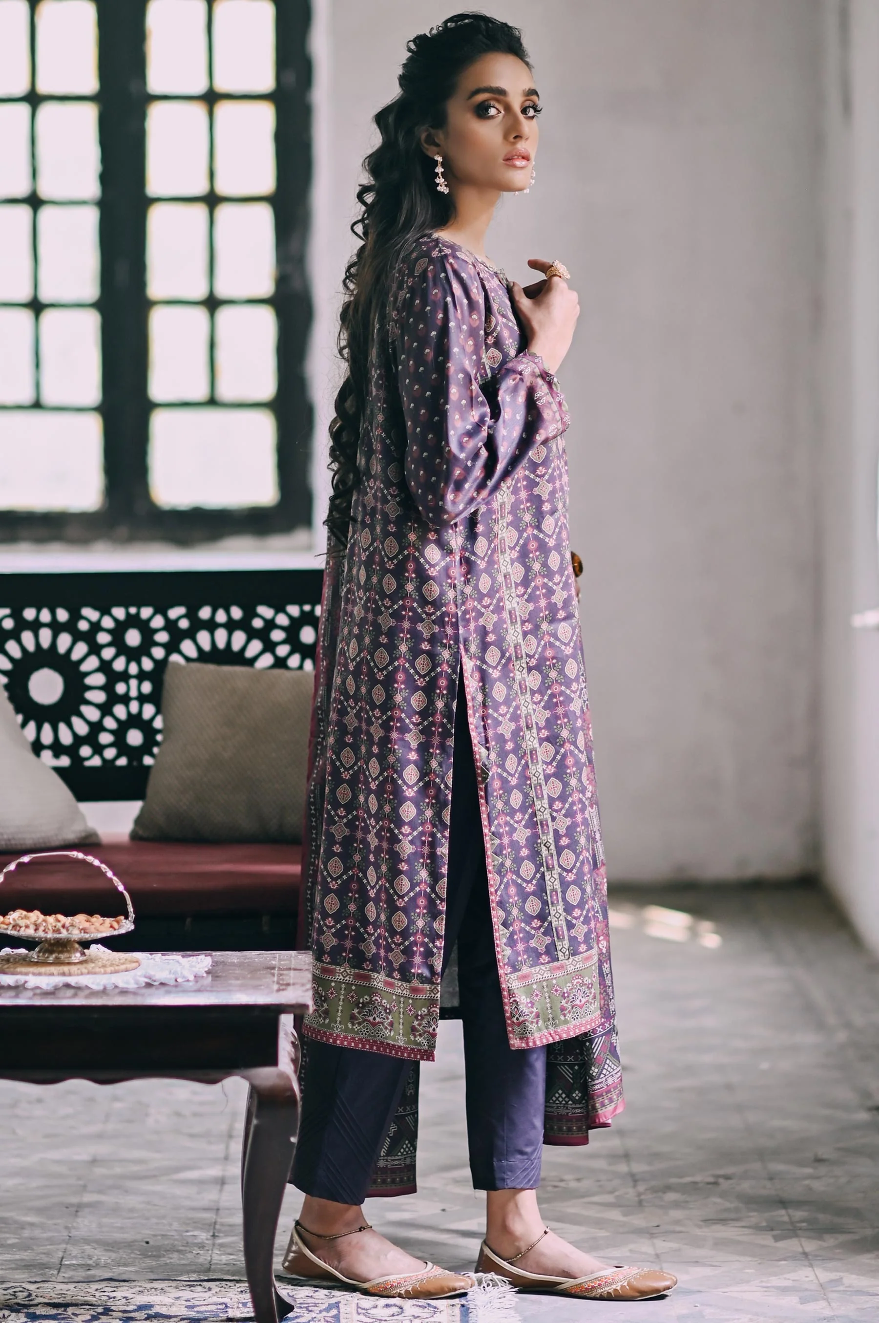 Stitched 3 Piece Printed Khaddar Suit - Image 2