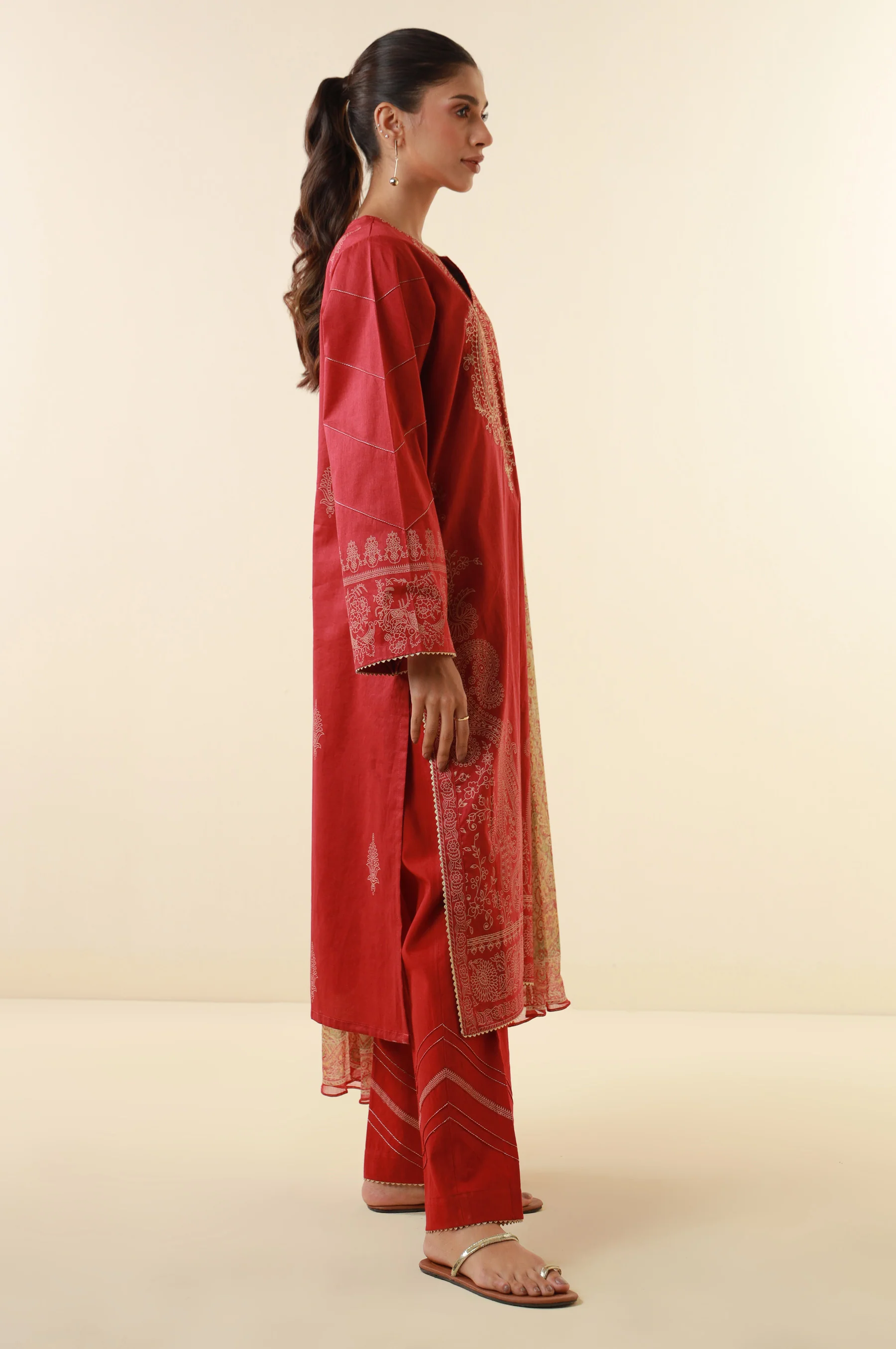 Stitched 3 Piece Printed Lawn Suit - Image 4