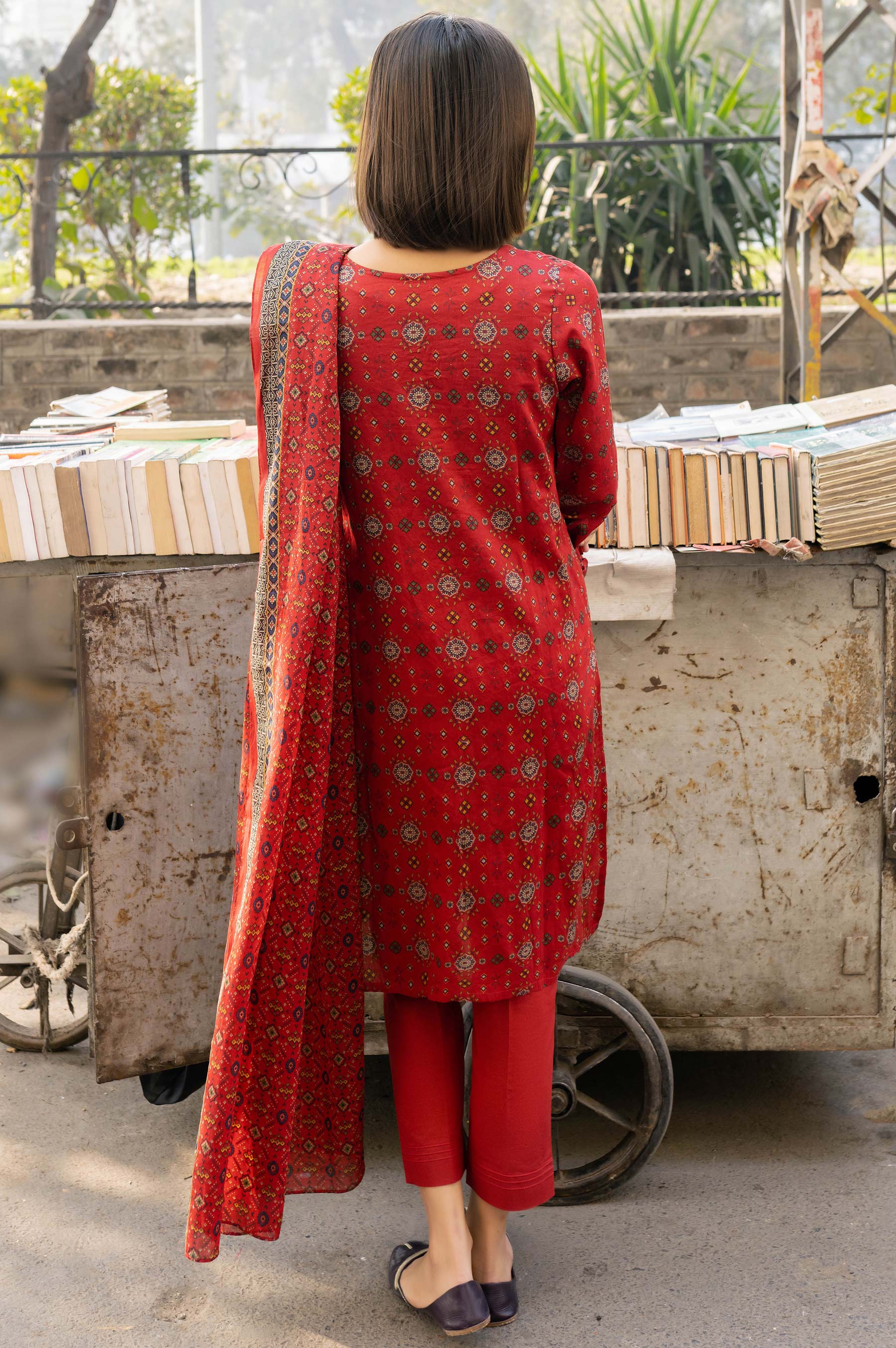 Stitched 3 Piece Printed Lawn Suit with Printed Lawn Dupatta - Image 3
