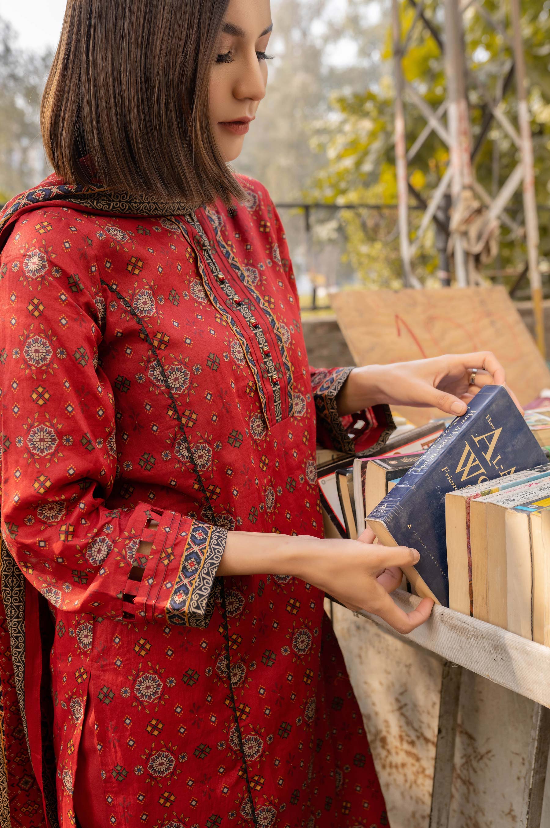 Stitched 3 Piece Printed Lawn Suit with Printed Lawn Dupatta - Image 4