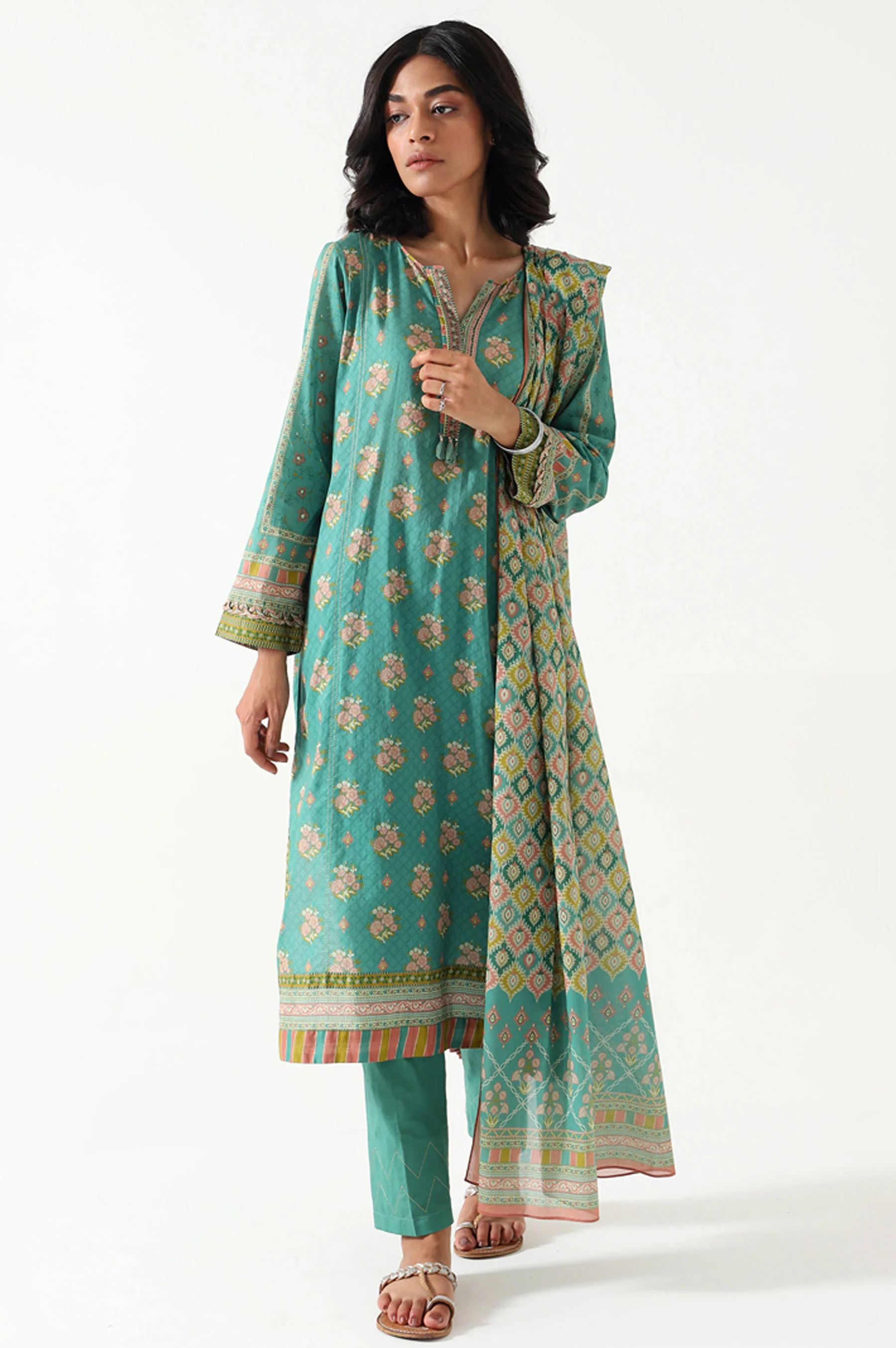 Stitched 3 Piece Printed Lawn Suit - Image 4