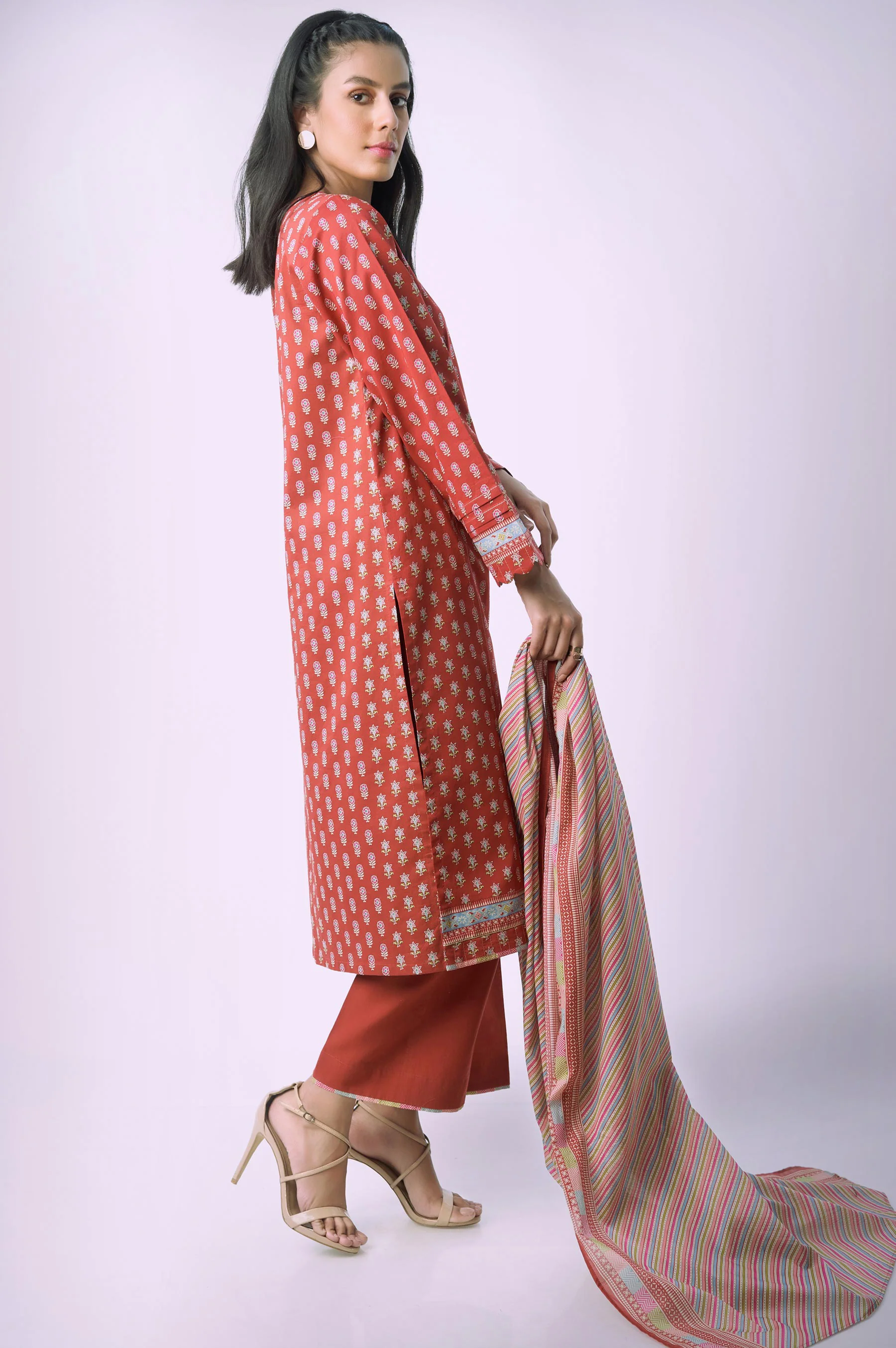 Stitched 3 Piece Printed Lawn Suit - Image 4