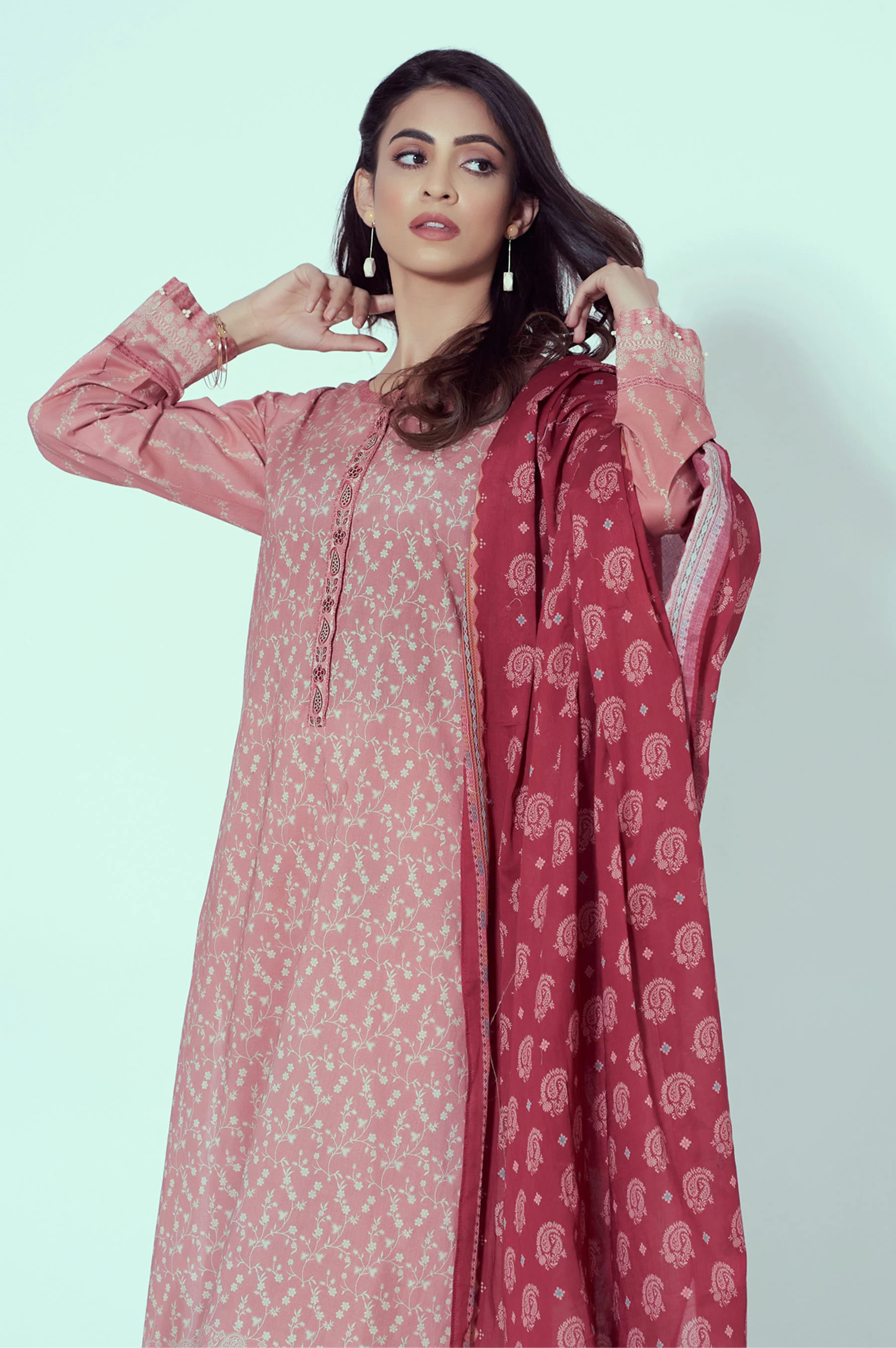 Stitched 3 Piece Embroidered Lawn Suit - Image 2