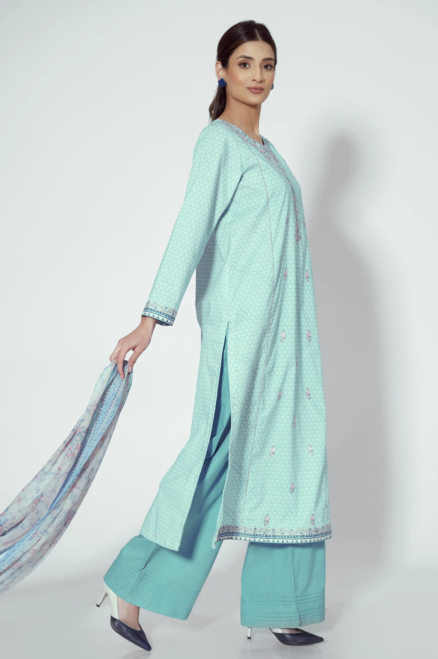 Stitched 3 Piece Printed Lawn Suit - Image 3