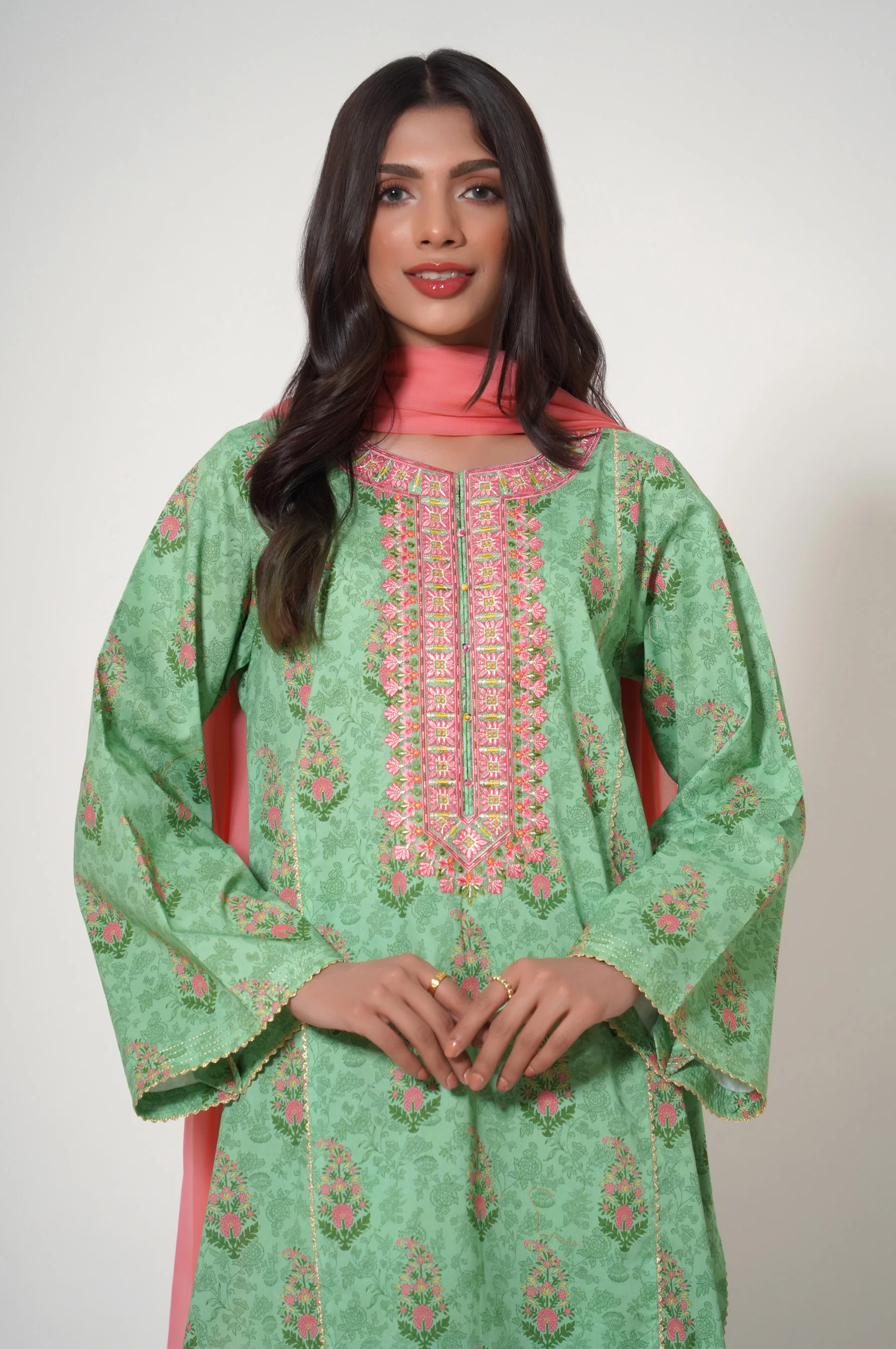 Stitched 3 Piece Printed Lawn Suit - Image 2
