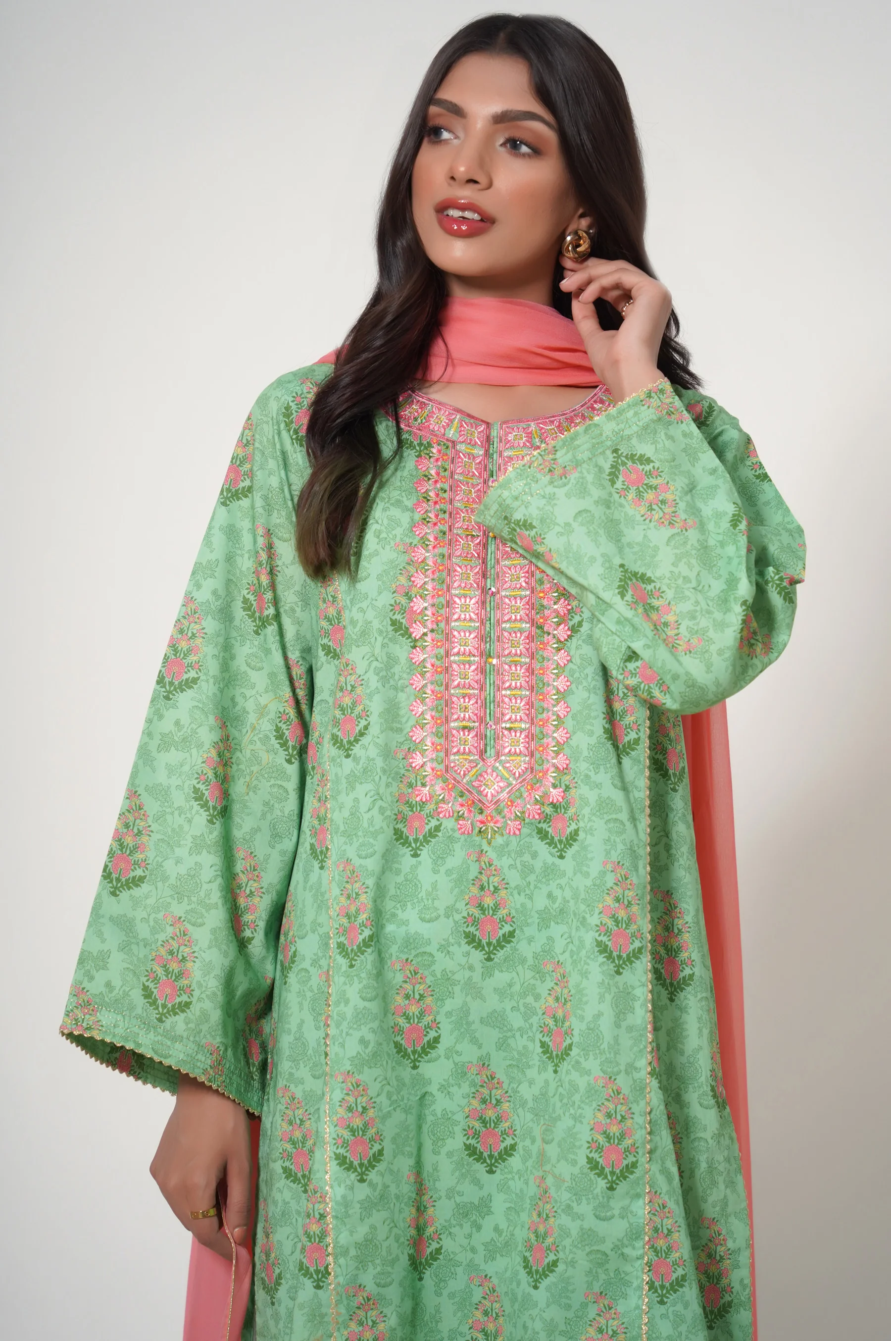 Stitched 3 Piece Printed Lawn Suit - Image 5