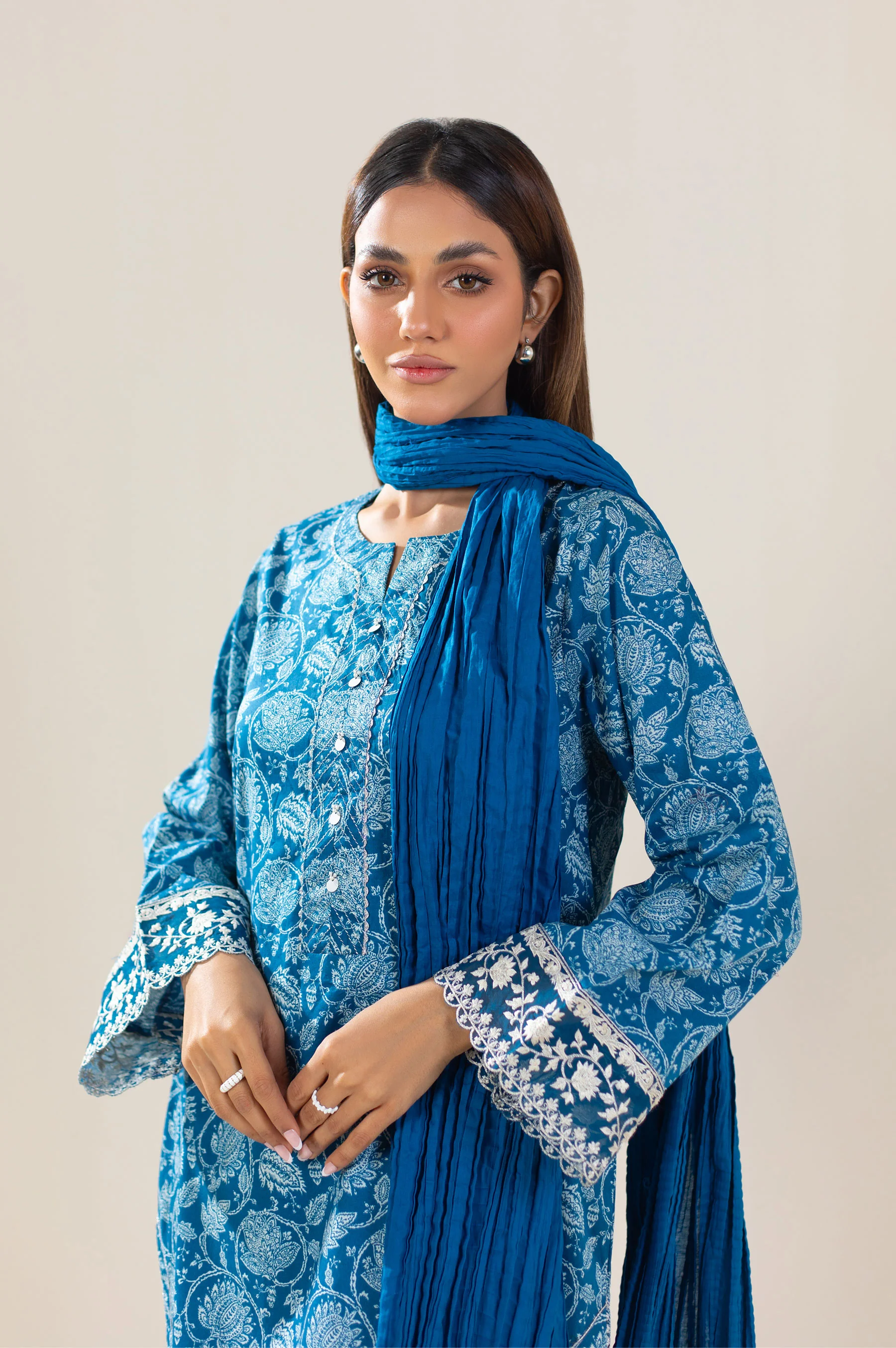 Stitched 3 Piece Printed Lawn Suit - Image 3