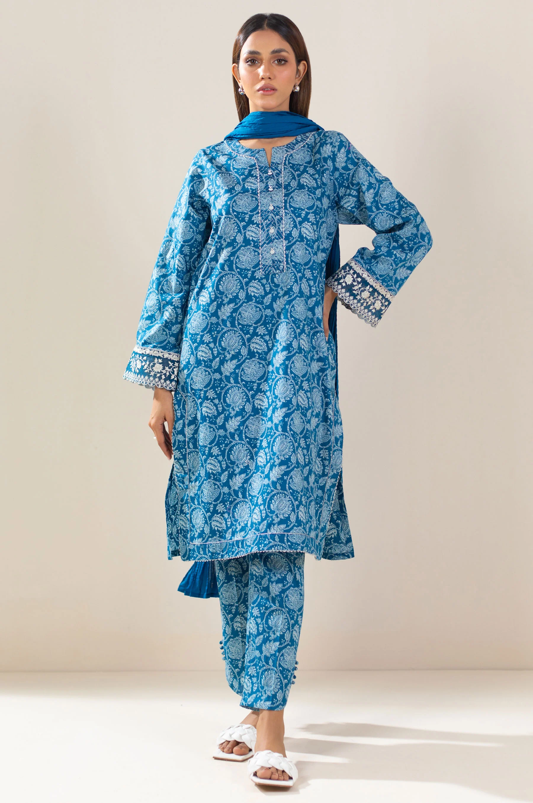Stitched 3 Piece Printed Lawn Suit - Image 6