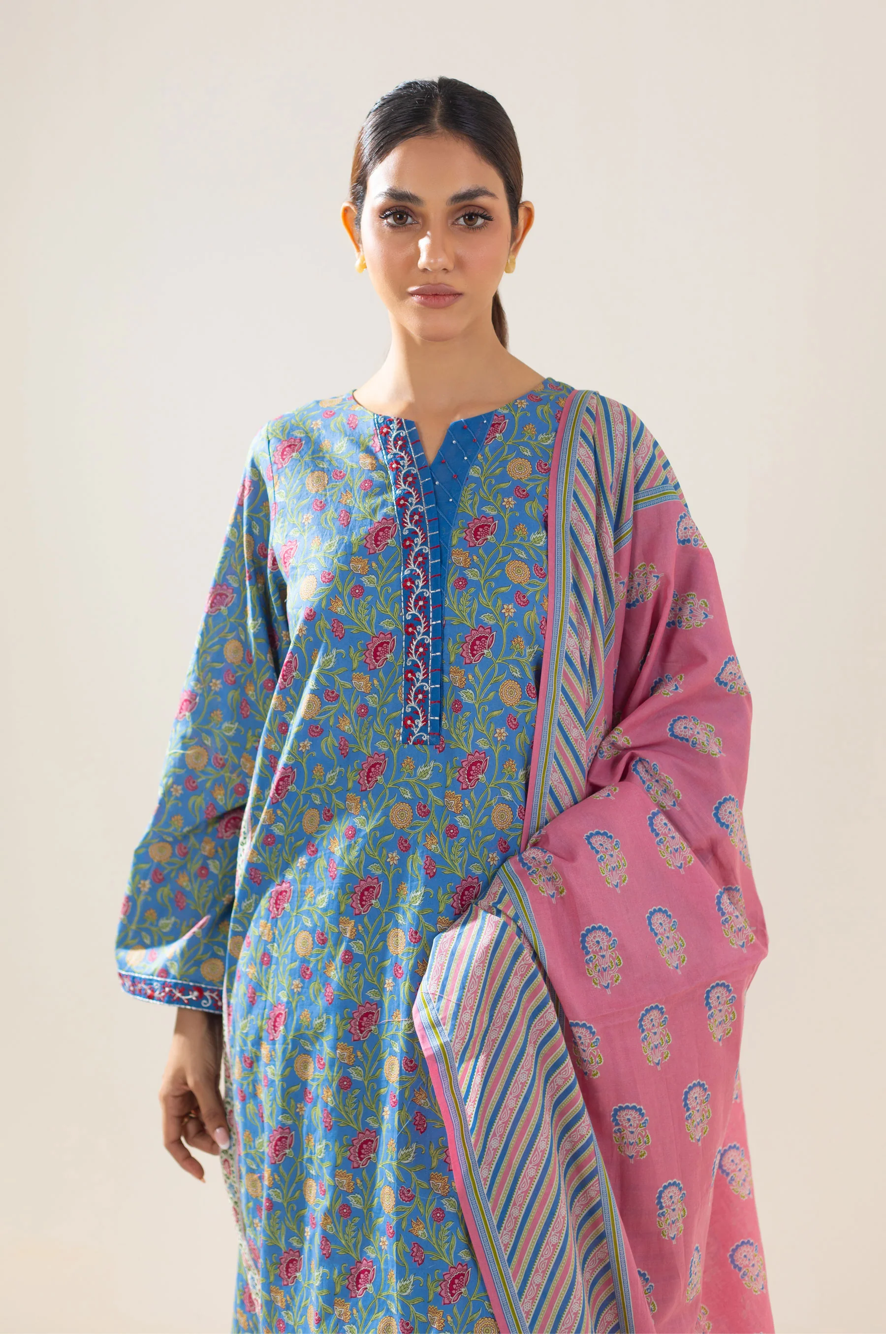 Stitched 3 Piece Printed Lawn Suit - Image 2